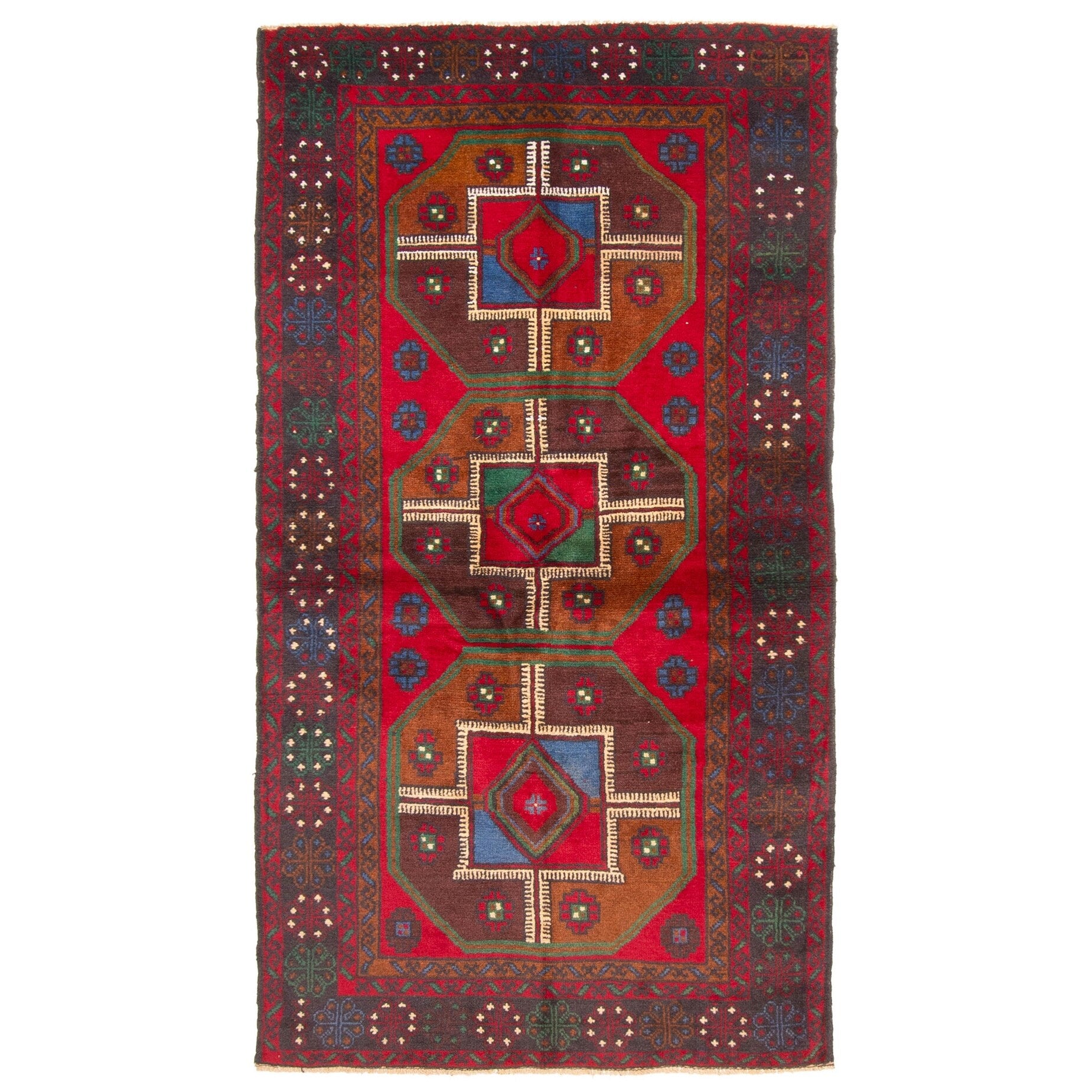 Ecarpetgallery Hand Knotted Rizbaft Red Wool Rug 33 X 63