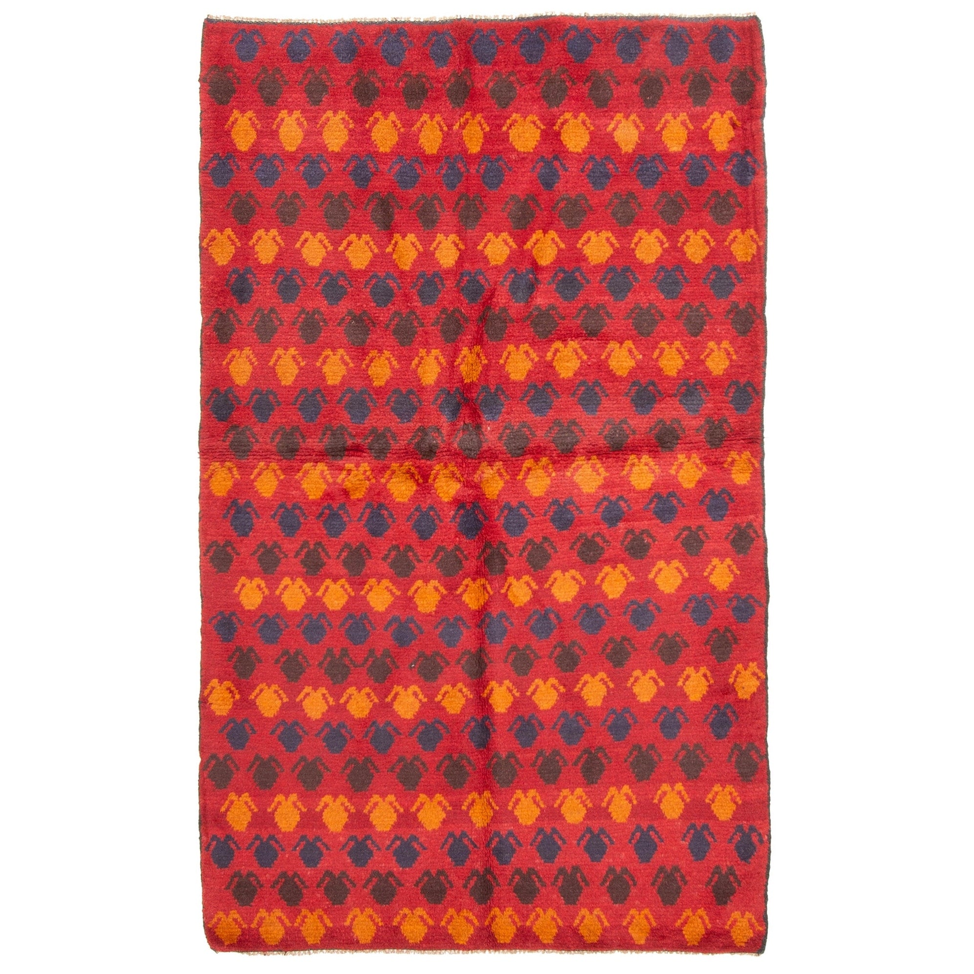 Ecarpetgallery Hand Knotted Rizbaft Red Wool Rug 38 X 62