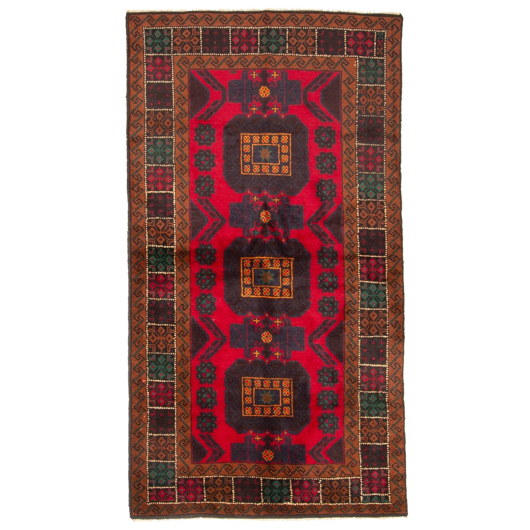 Ecarpetgallery Hand Knotted Rizbaft Red Wool Rug 36 X 64
