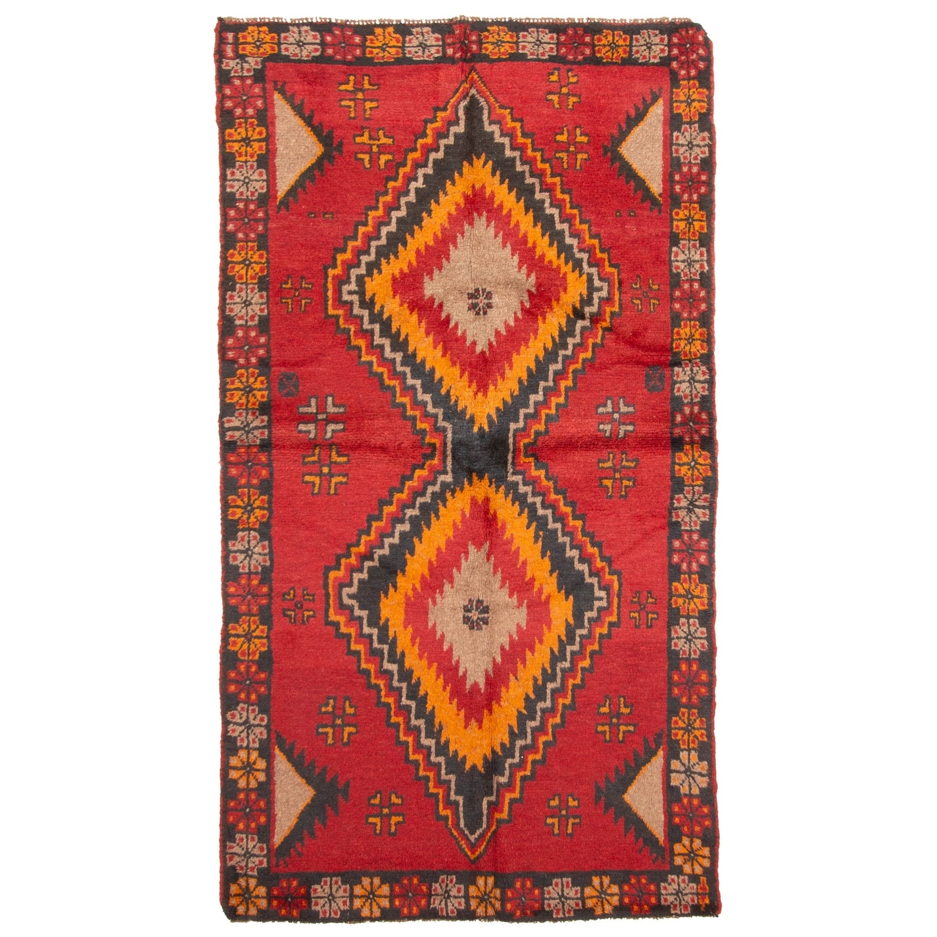 Ecarpetgallery Hand Knotted Rizbaft Red Wool Rug 37 X 64