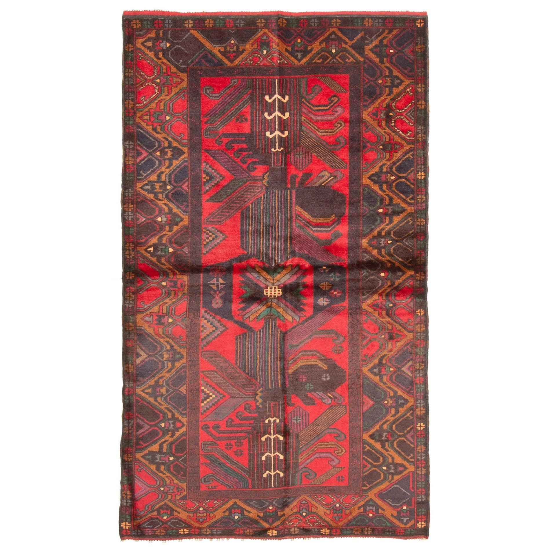 Ecarpetgallery Hand Knotted Rizbaft Red Wool Rug 33 X 511