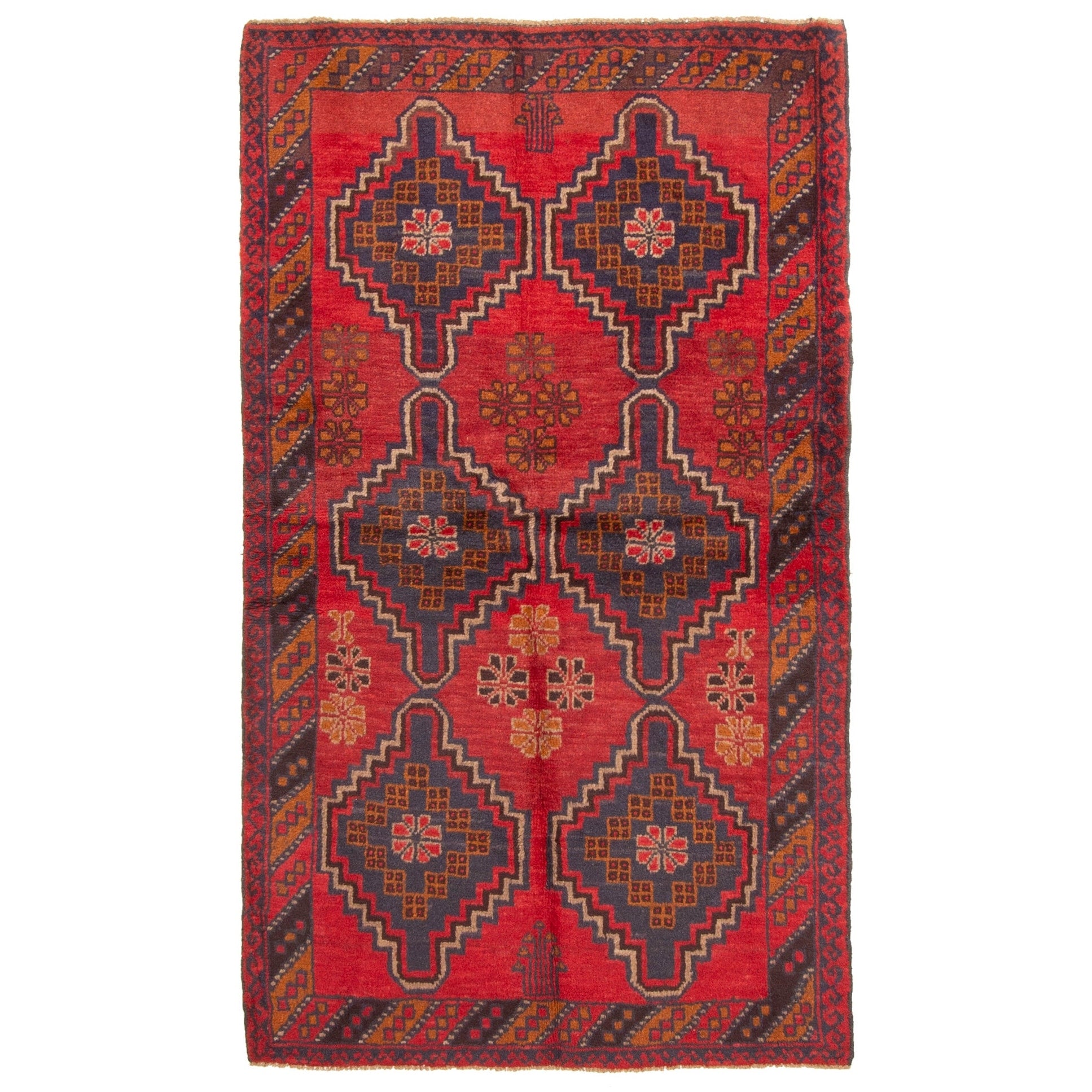 Ecarpetgallery Hand Knotted Rizbaft Red Wool Rug 36 X 511