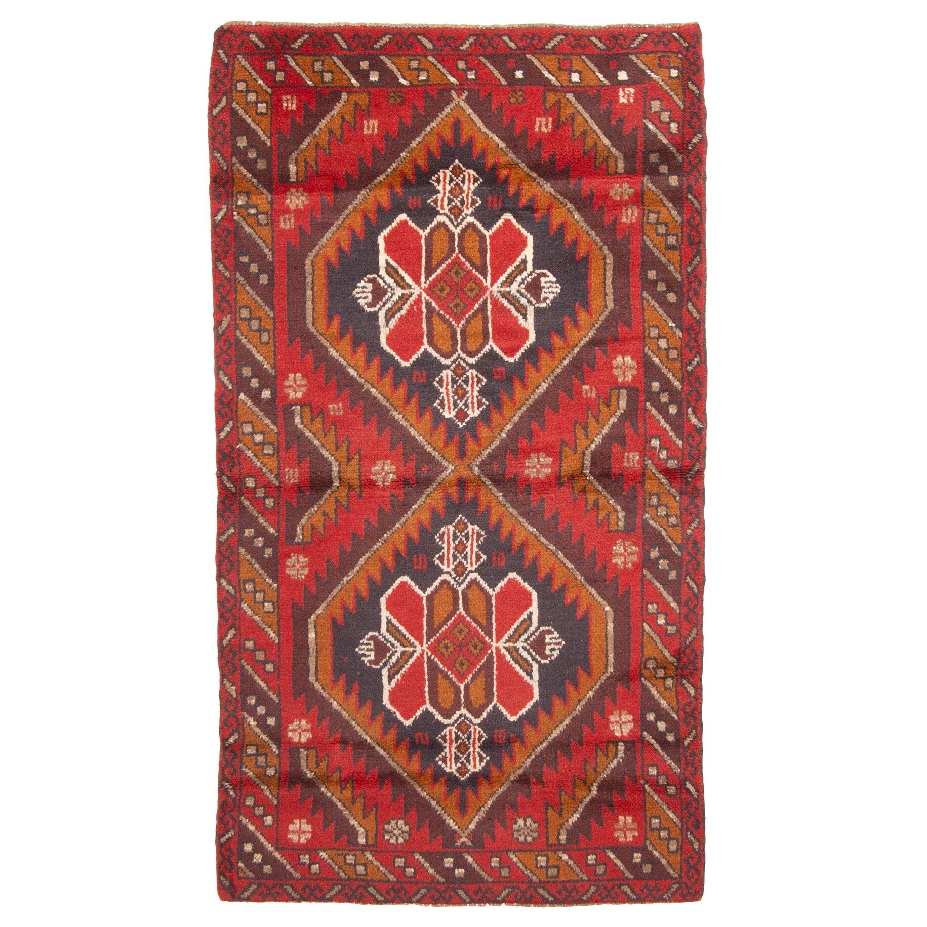 Ecarpetgallery Hand Knotted Rizbaft Red Wool Rug 34 X 62