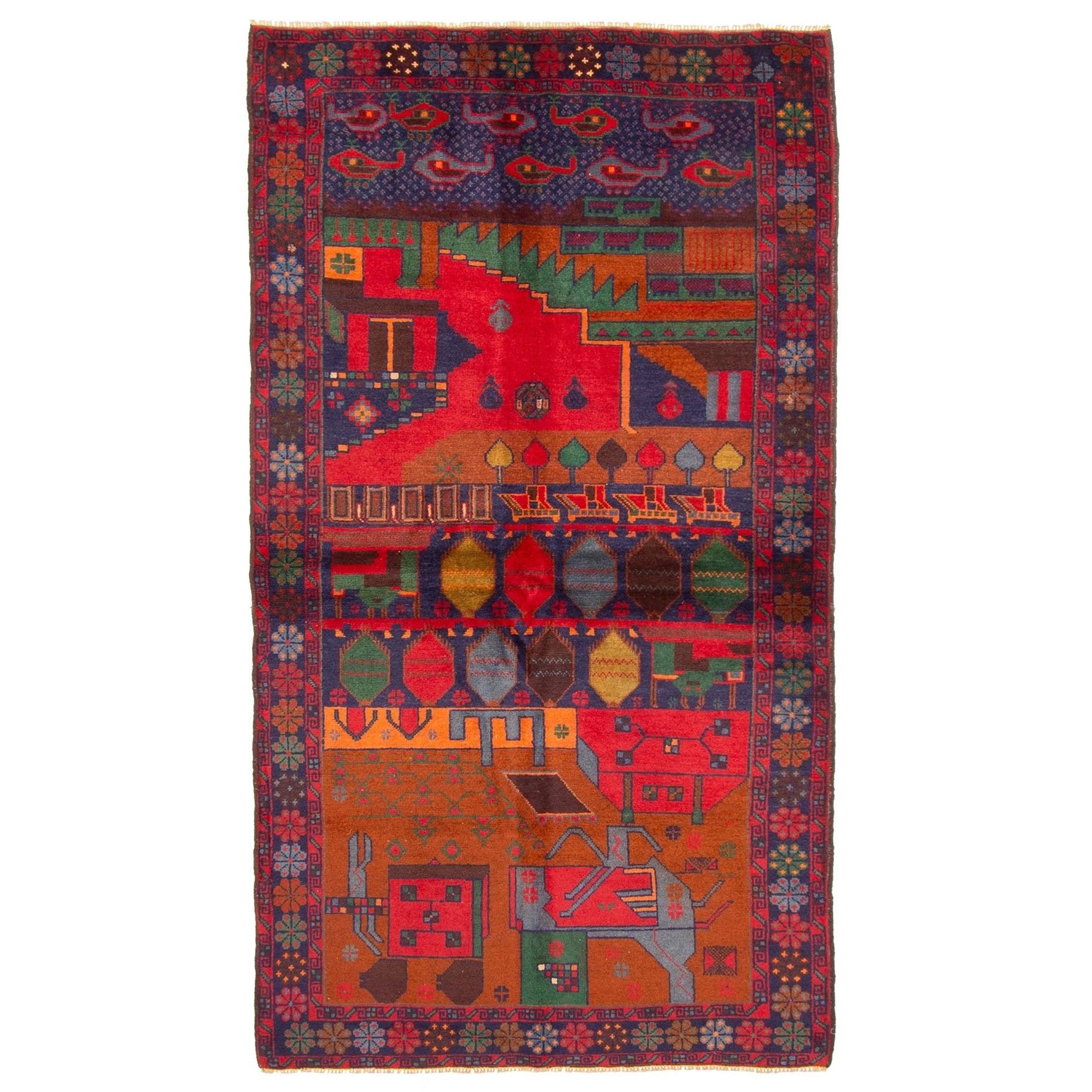 Ecarpetgallery Hand Knotted Rizbaft Red Wool Rug 35 X 64