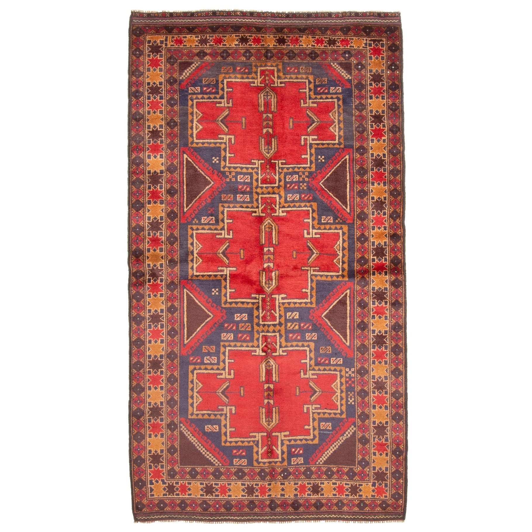 Ecarpetgallery Hand Knotted Rizbaft Red Wool Rug 37 X 66