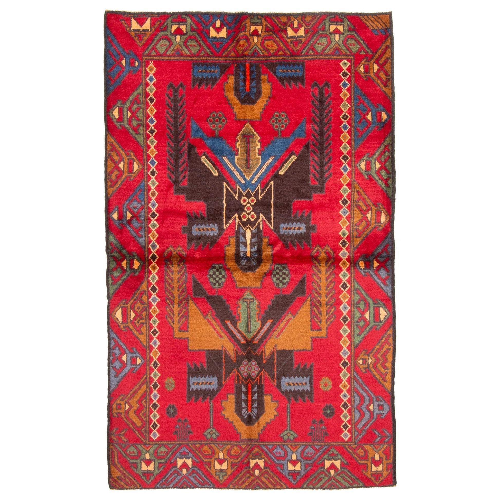Ecarpetgallery Hand Knotted Rizbaft Red Wool Rug 36 X 510