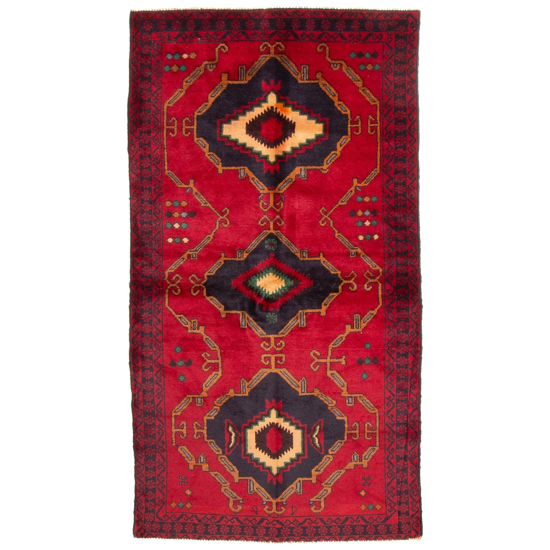 Ecarpetgallery Hand Knotted Rizbaft Red Wool Rug 33 X 65