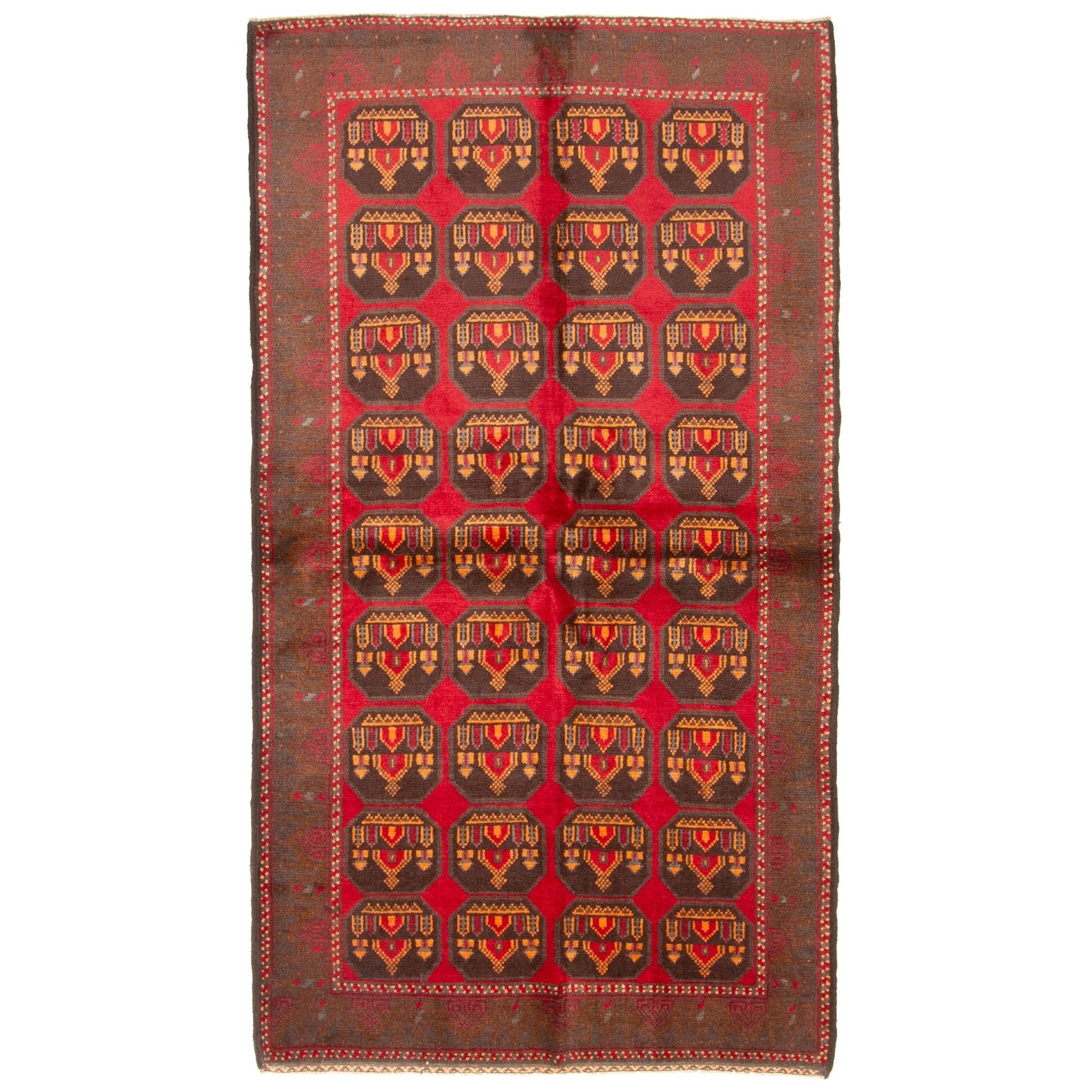 Ecarpetgallery Hand Knotted Rizbaft Red Wool Rug 34 X 510