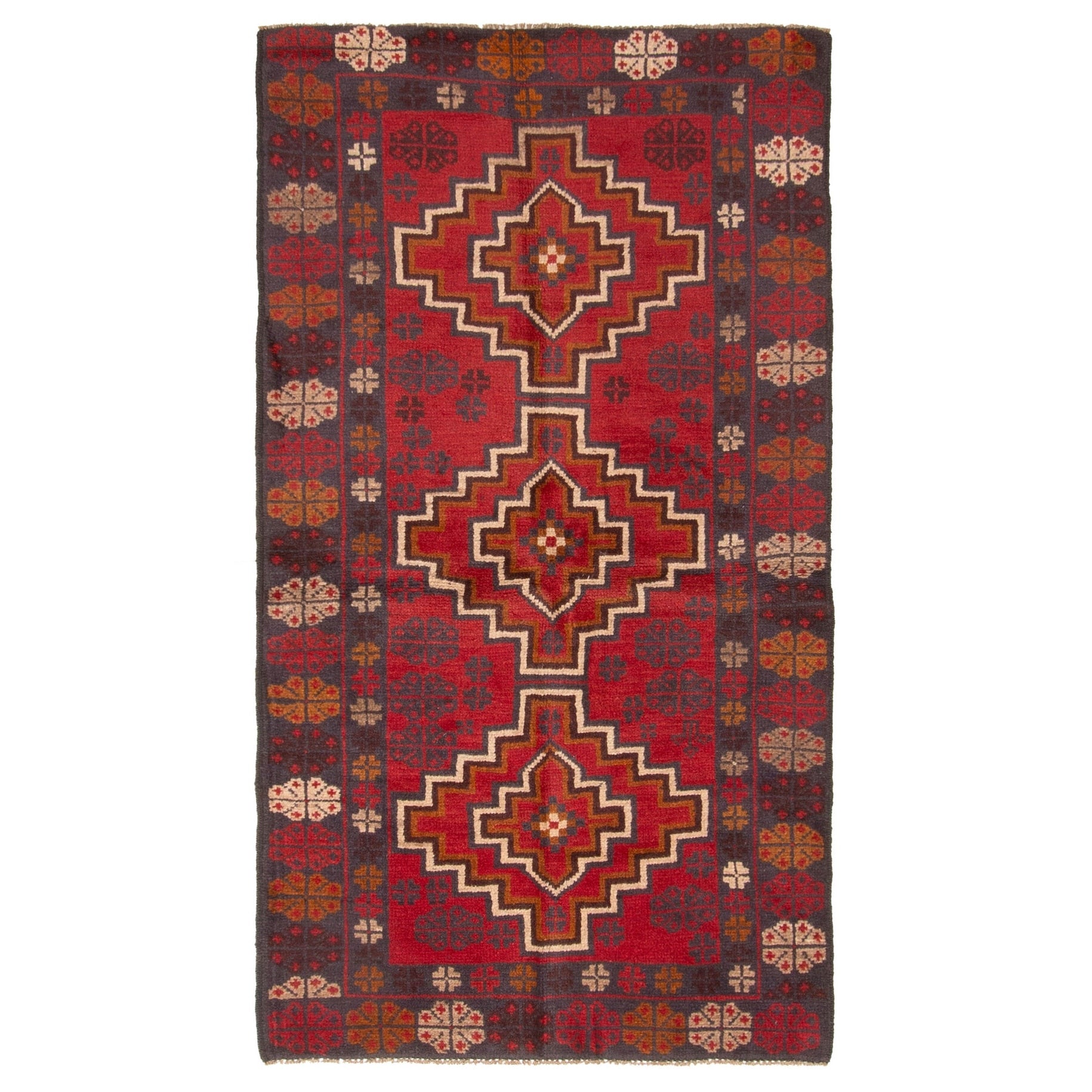 Ecarpetgallery Hand Knotted Rizbaft Red Wool Rug 35 X 61