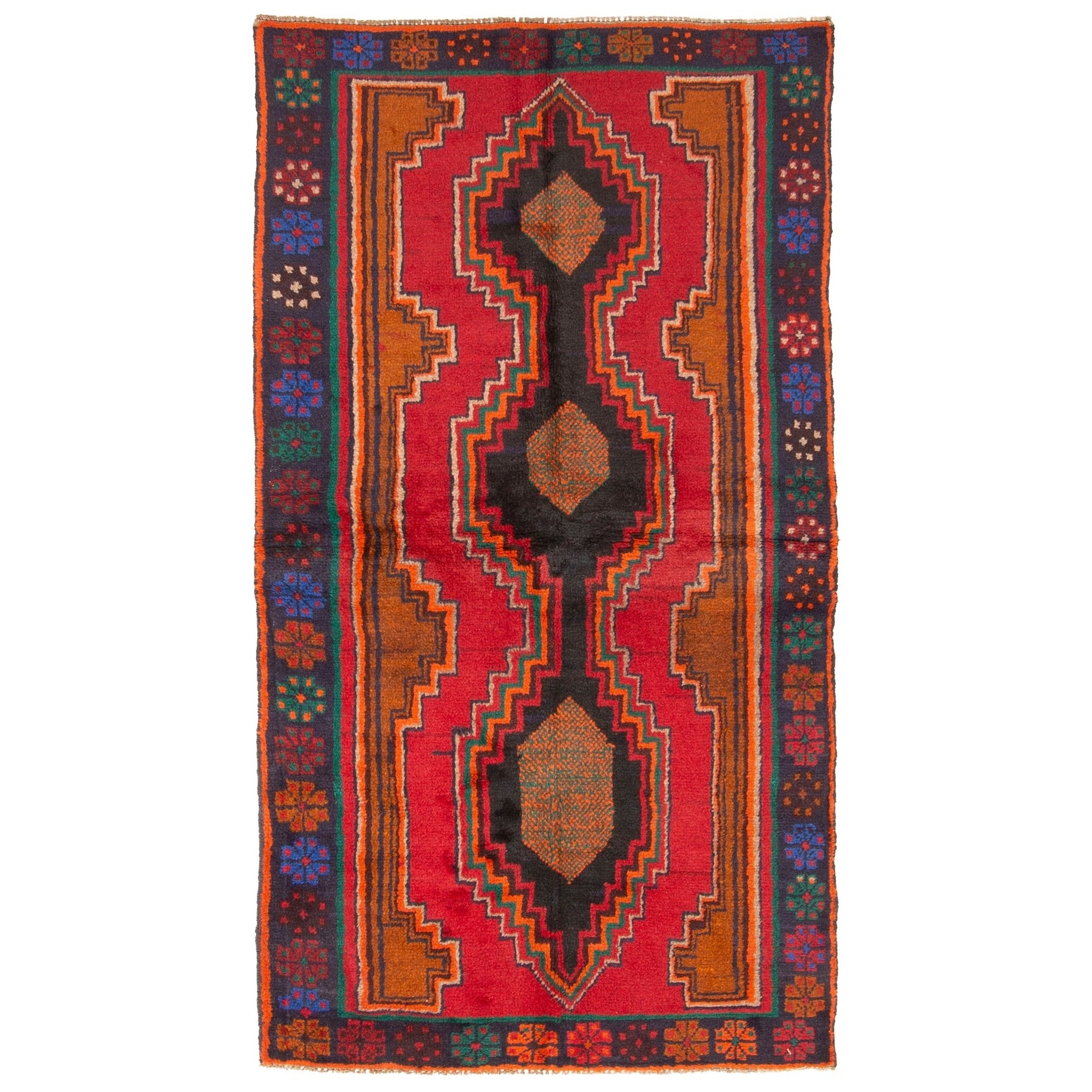 Ecarpetgallery Hand Knotted Rizbaft Red Wool Rug 36 X 62