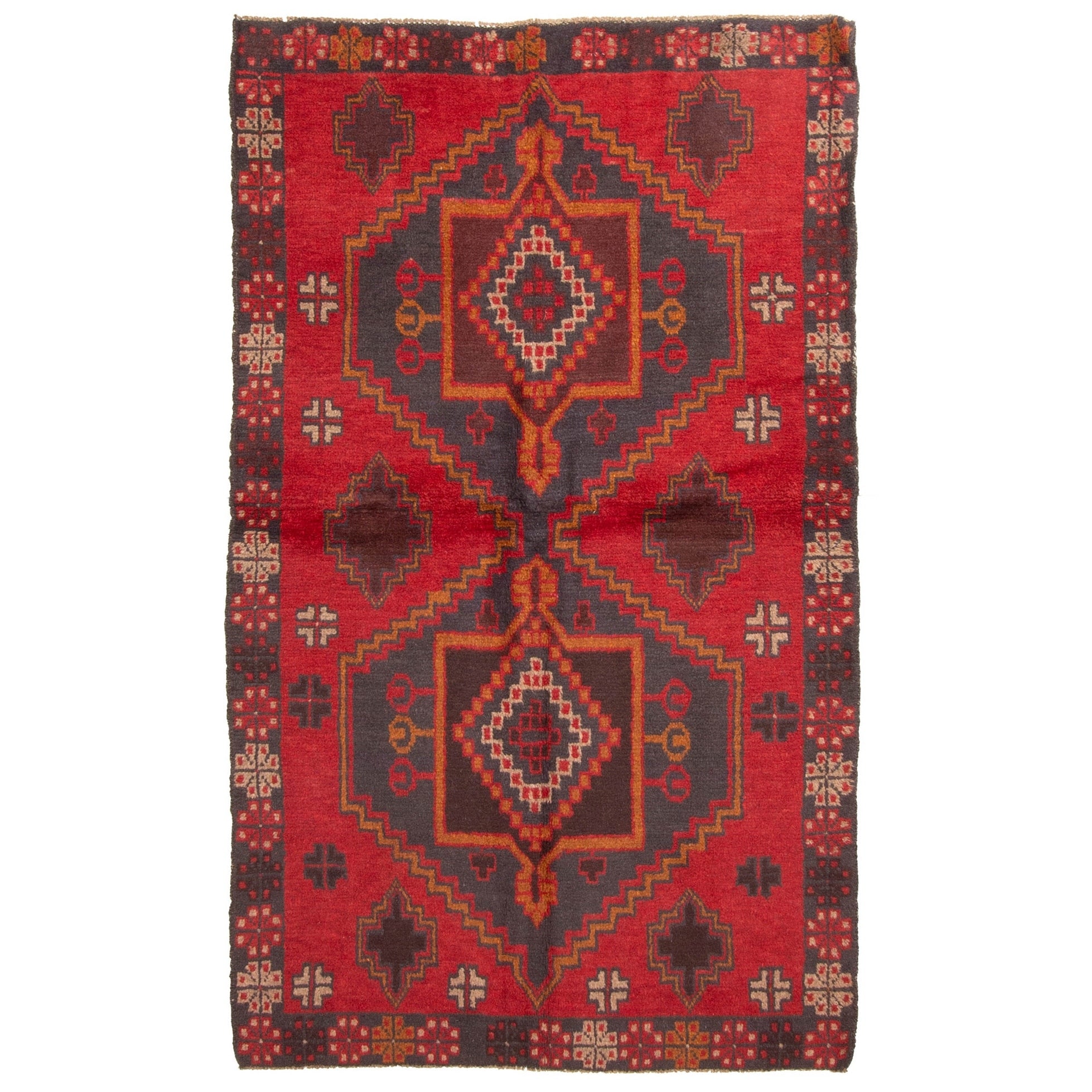 Ecarpetgallery Hand Knotted Rizbaft Red Wool Rug 38 X 64