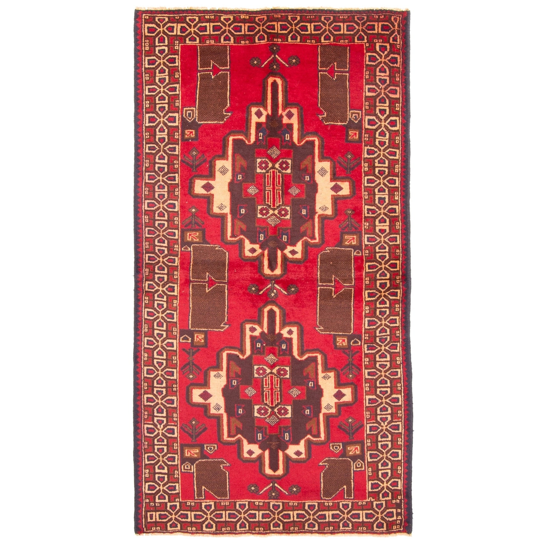 Ecarpetgallery Hand Knotted Rizbaft Red Wool Rug 37 X 68