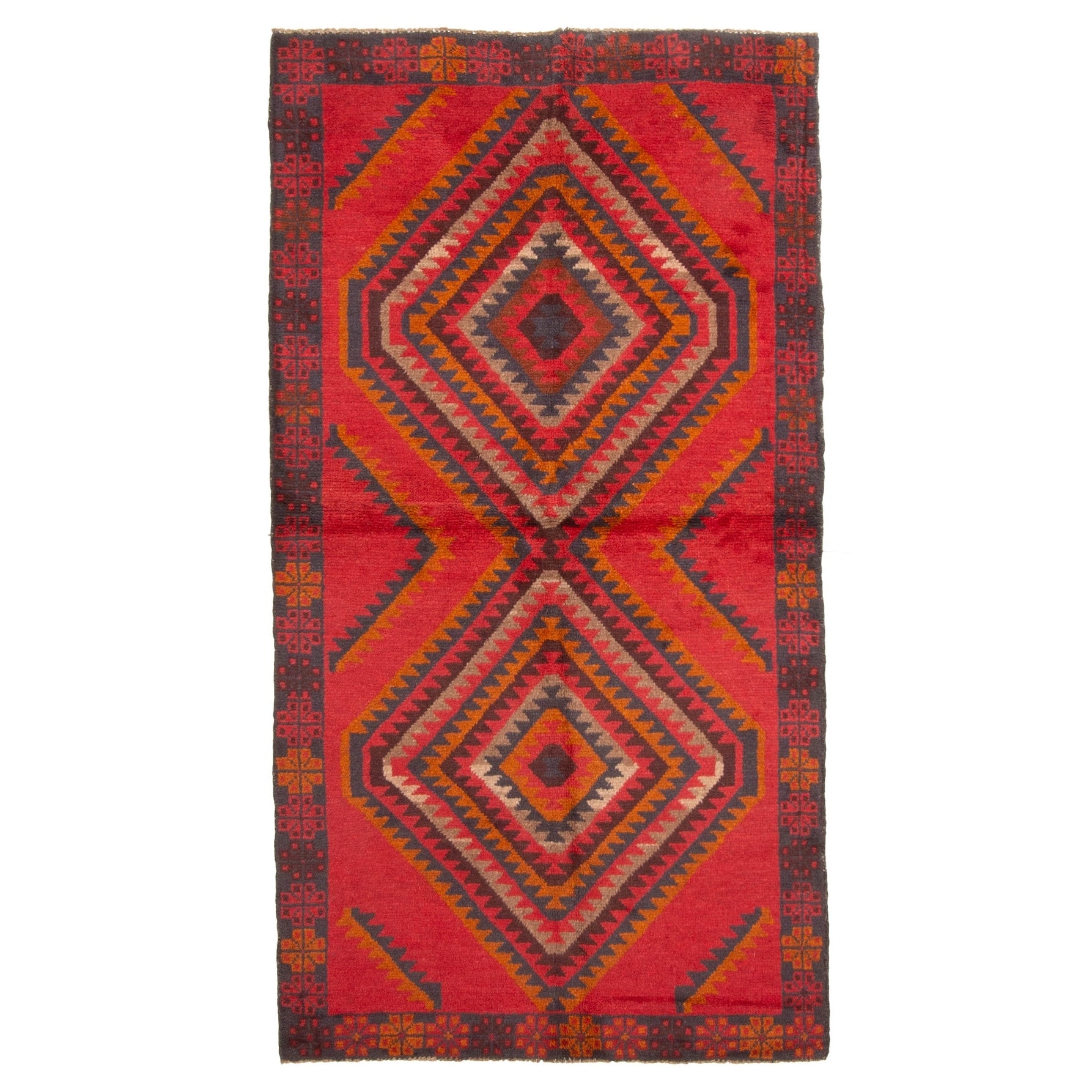 Ecarpetgallery Hand Knotted Rizbaft Red Wool Rug 36 X 66