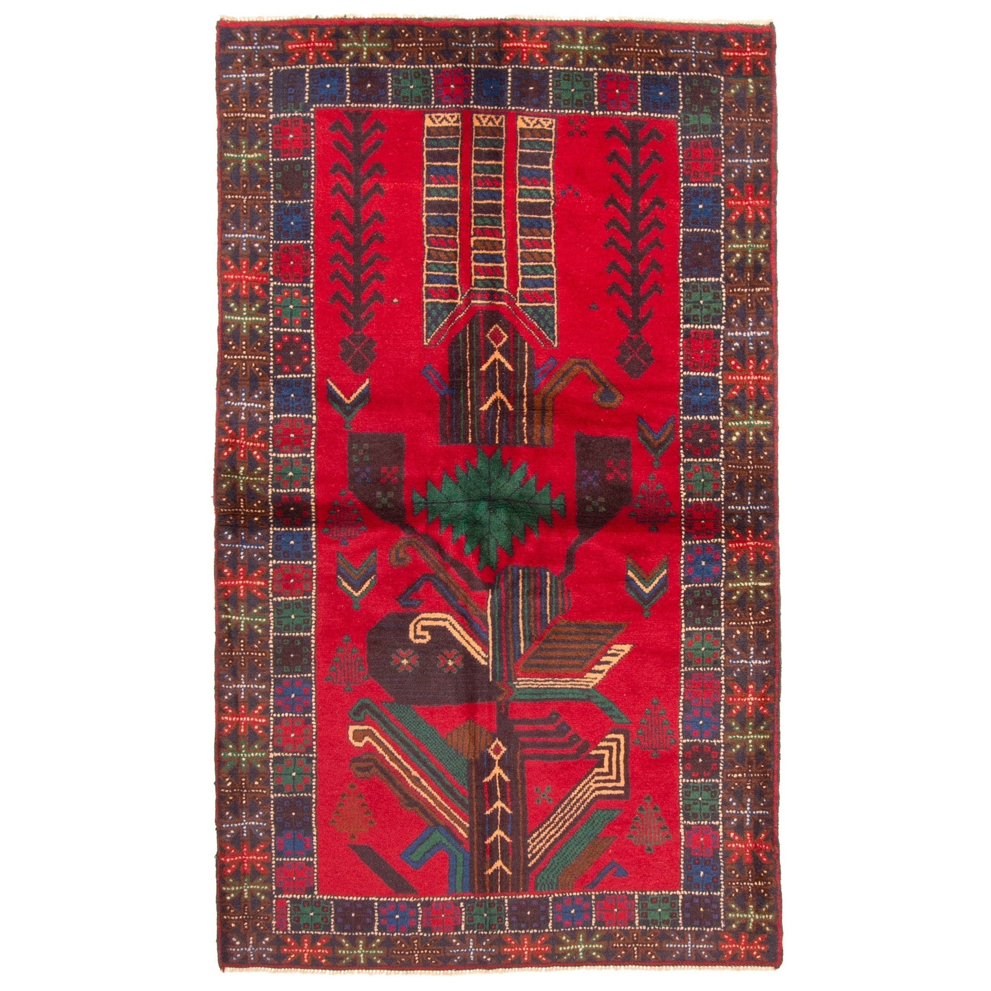 Ecarpetgallery Hand Knotted Rizbaft Red Wool Rug 38 X 62