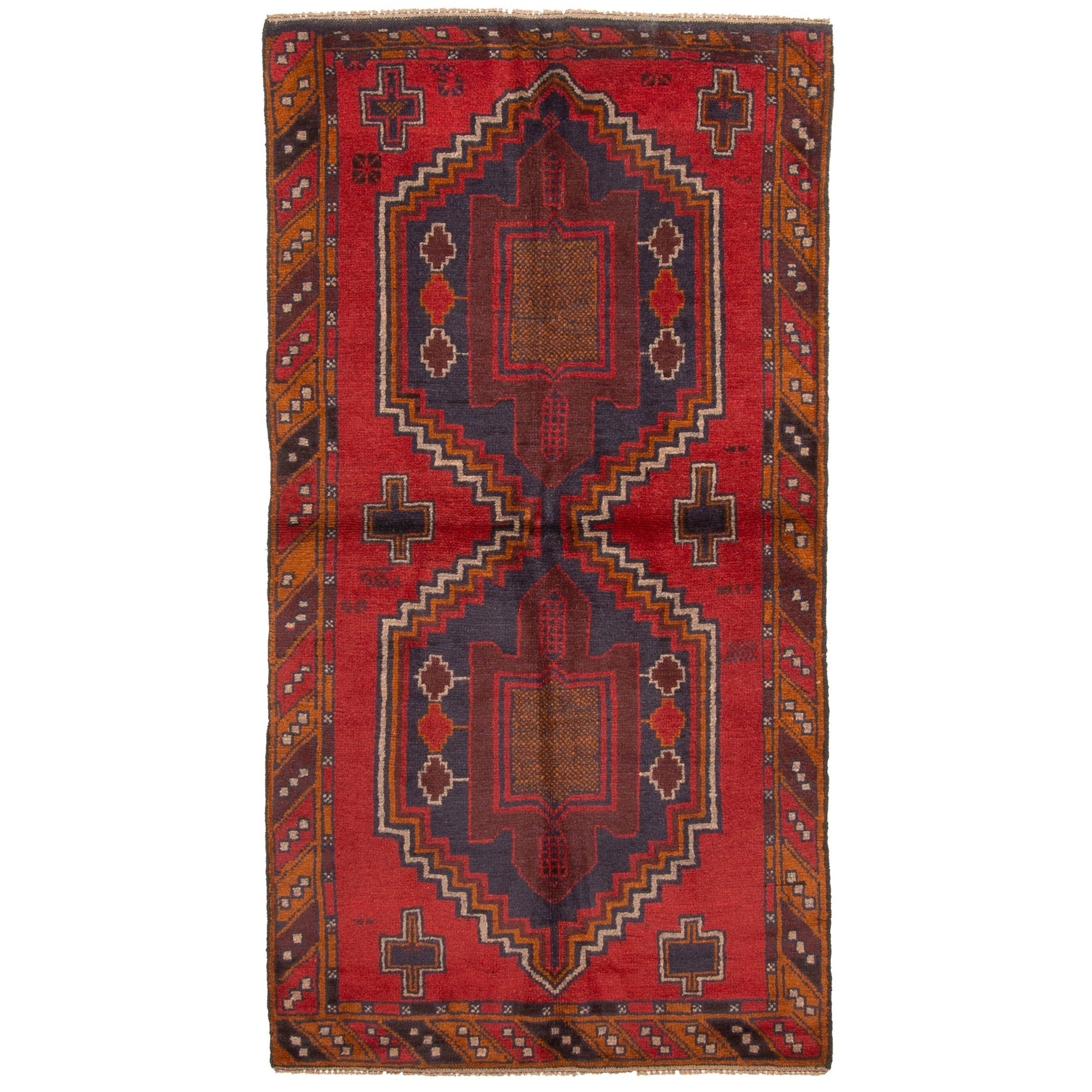 Ecarpetgallery Hand Knotted Rizbaft Red Wool Rug 35 X 66