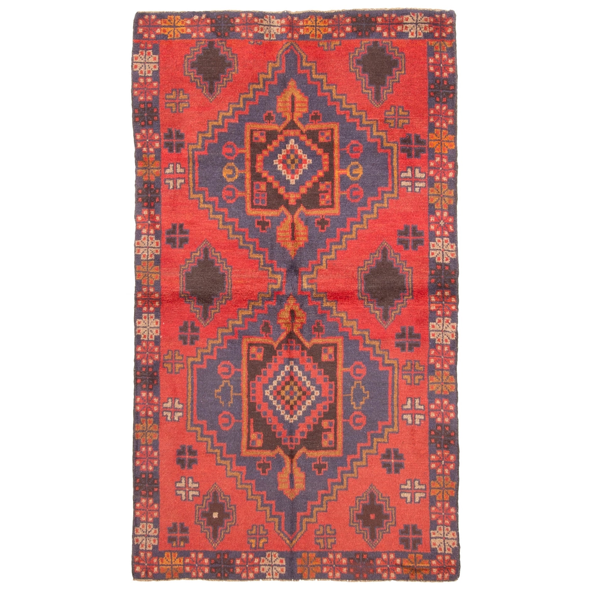Ecarpetgallery Hand Knotted Rizbaft Red Wool Rug 37 X 64