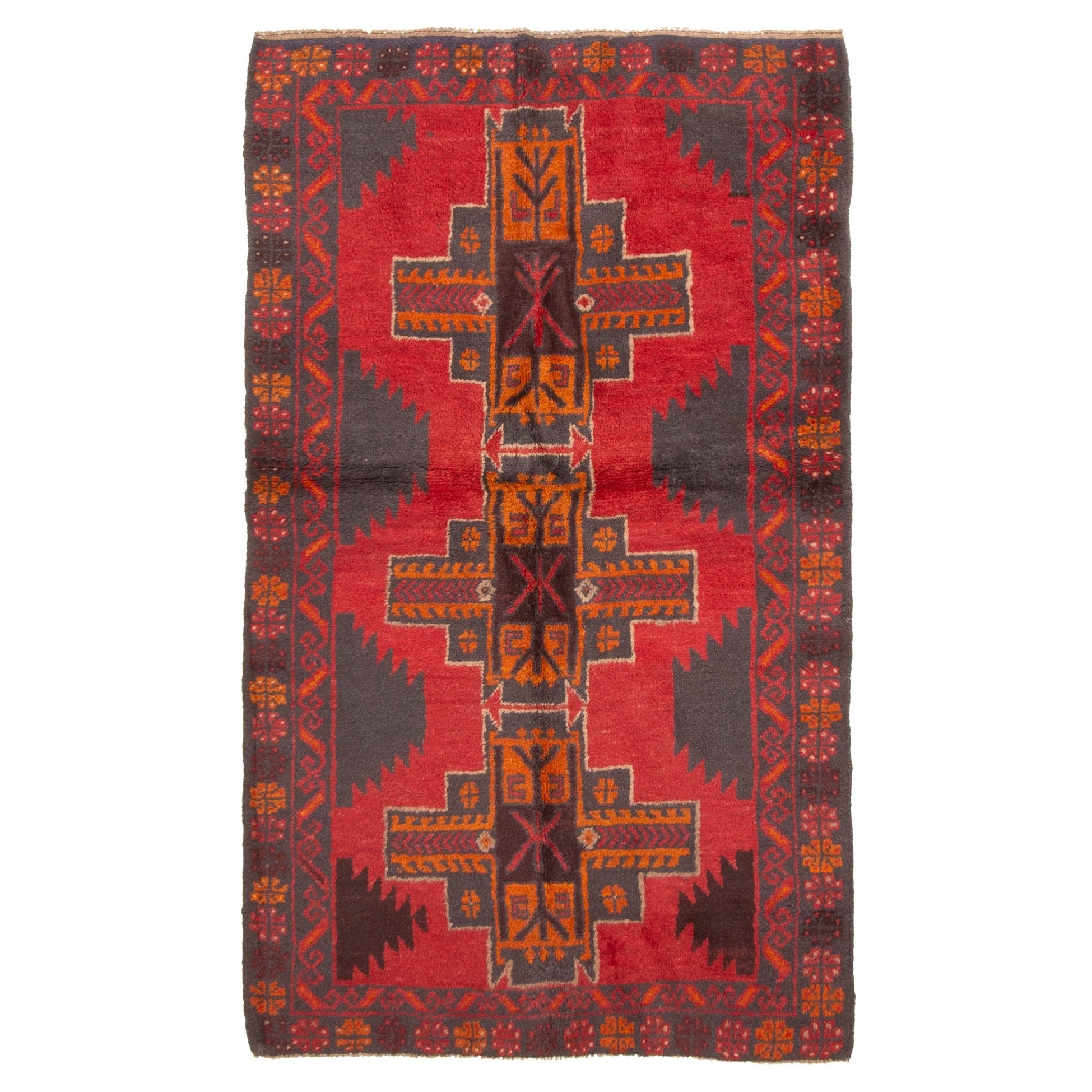 Ecarpetgallery Hand Knotted Rizbaft Red Wool Rug 36 X 59
