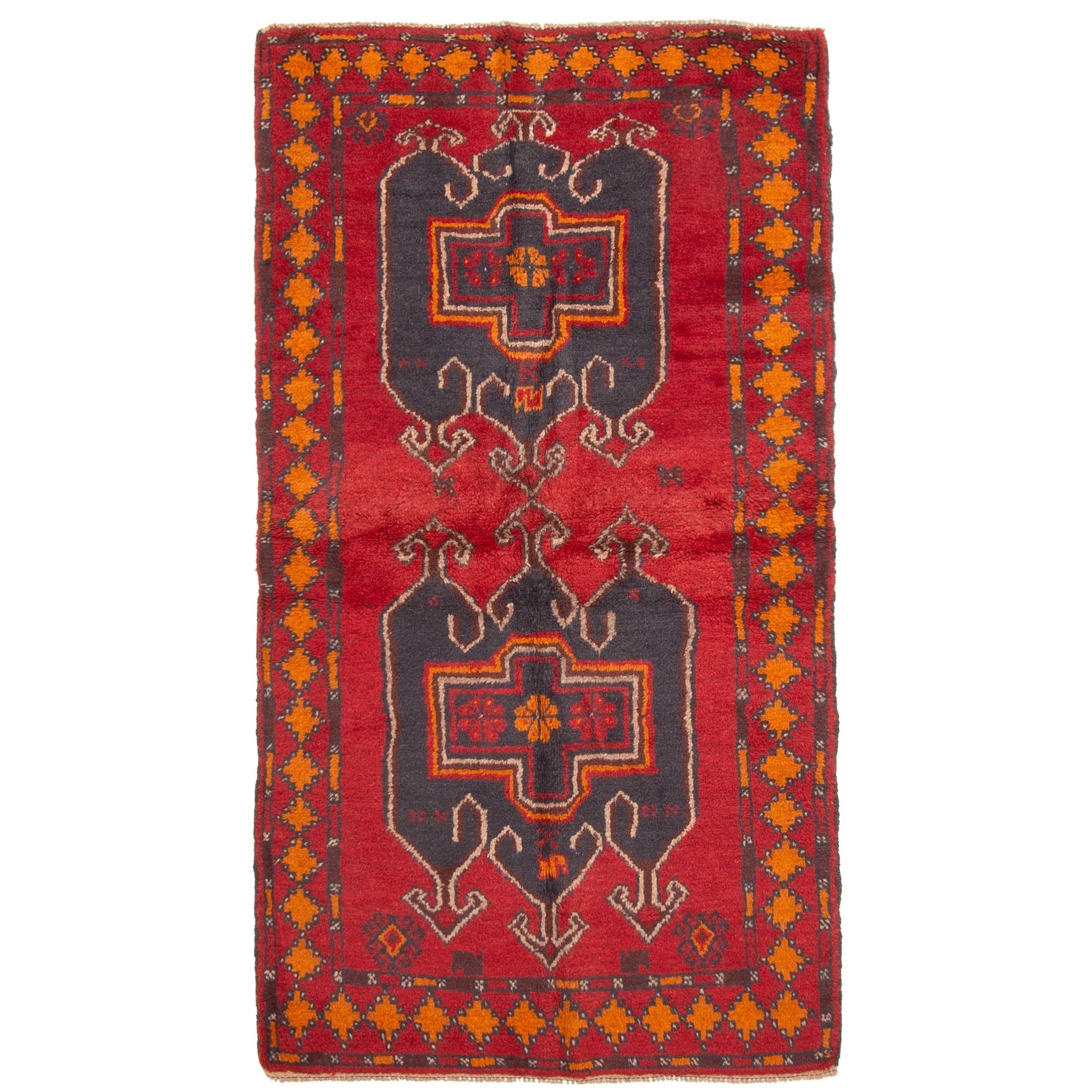 Ecarpetgallery Hand Knotted Rizbaft Red Wool Rug 36 X 64