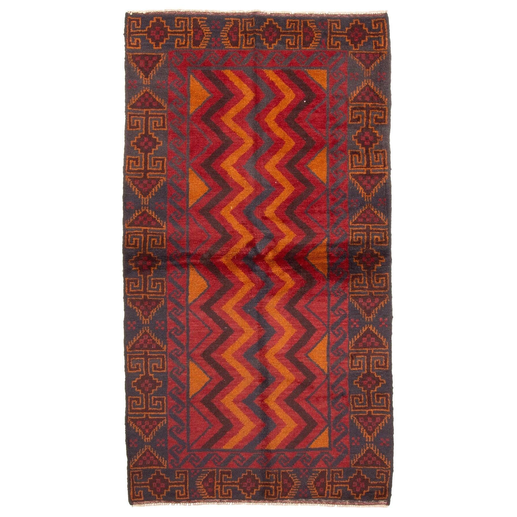 Ecarpetgallery Hand Knotted Rizbaft Red Wool Rug 35 X 65