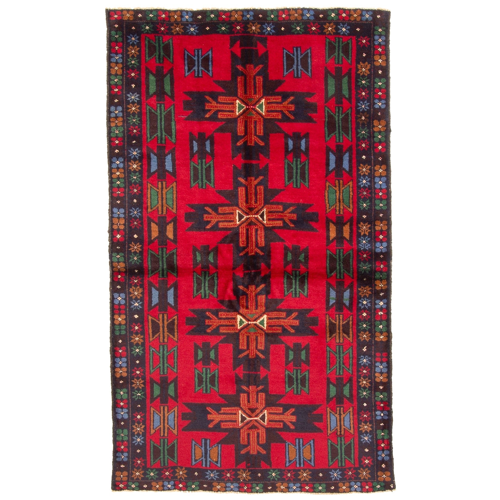 Ecarpetgallery Hand Knotted Rizbaft Red Wool Rug 35 X 59