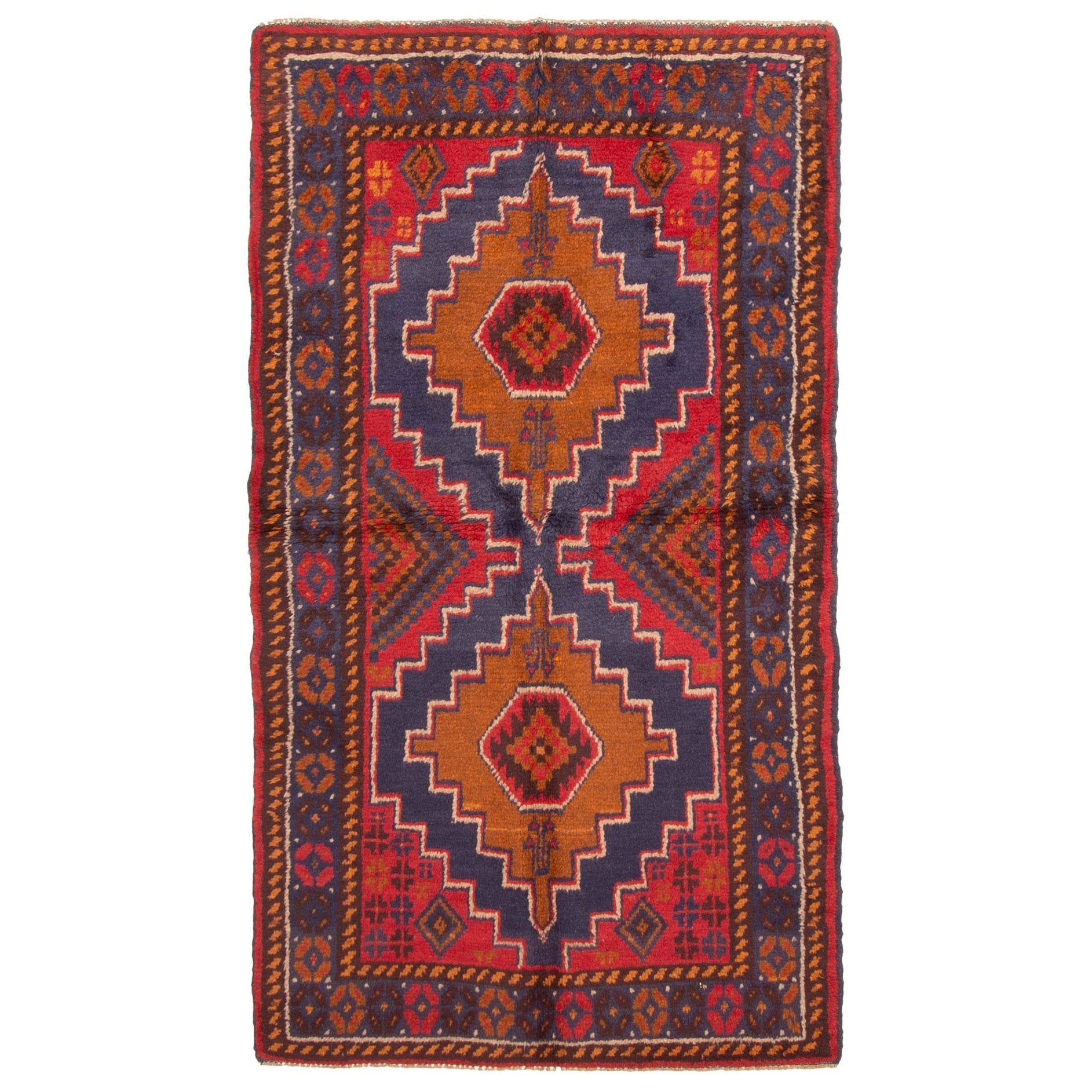 Ecarpetgallery Hand Knotted Rizbaft Red Wool Rug 35 X 63
