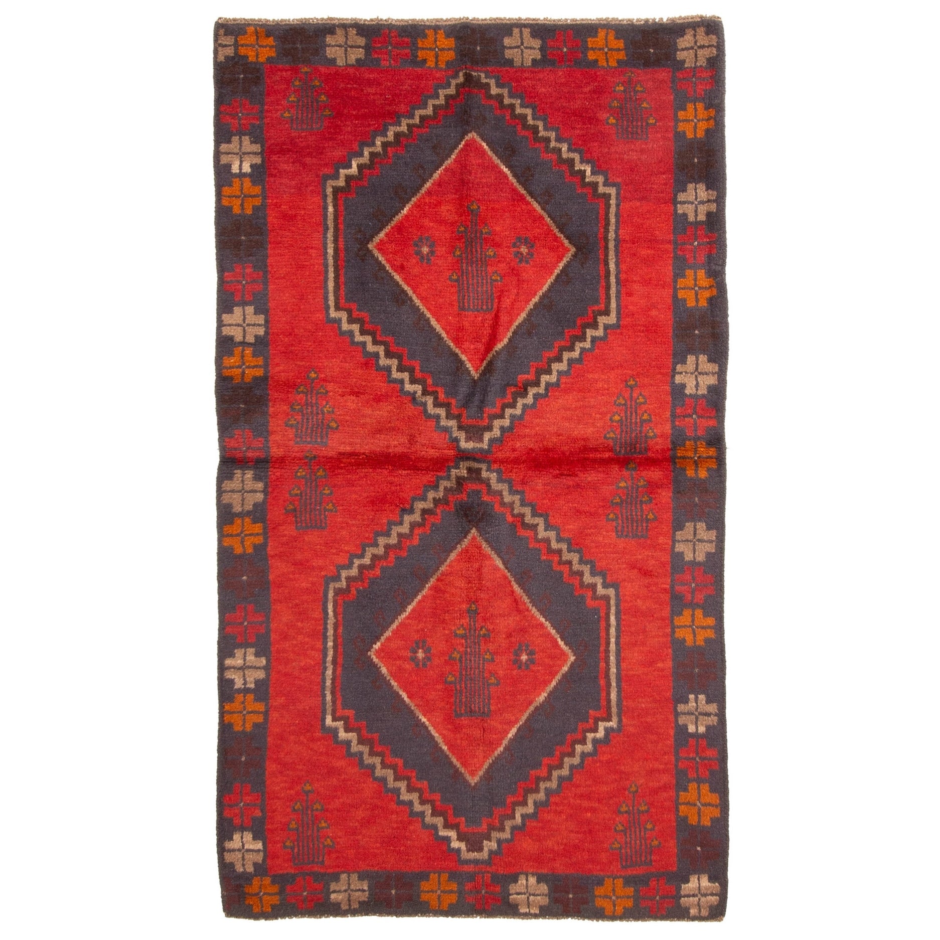 Ecarpetgallery Hand Knotted Rizbaft Red Wool Rug 37 X 67