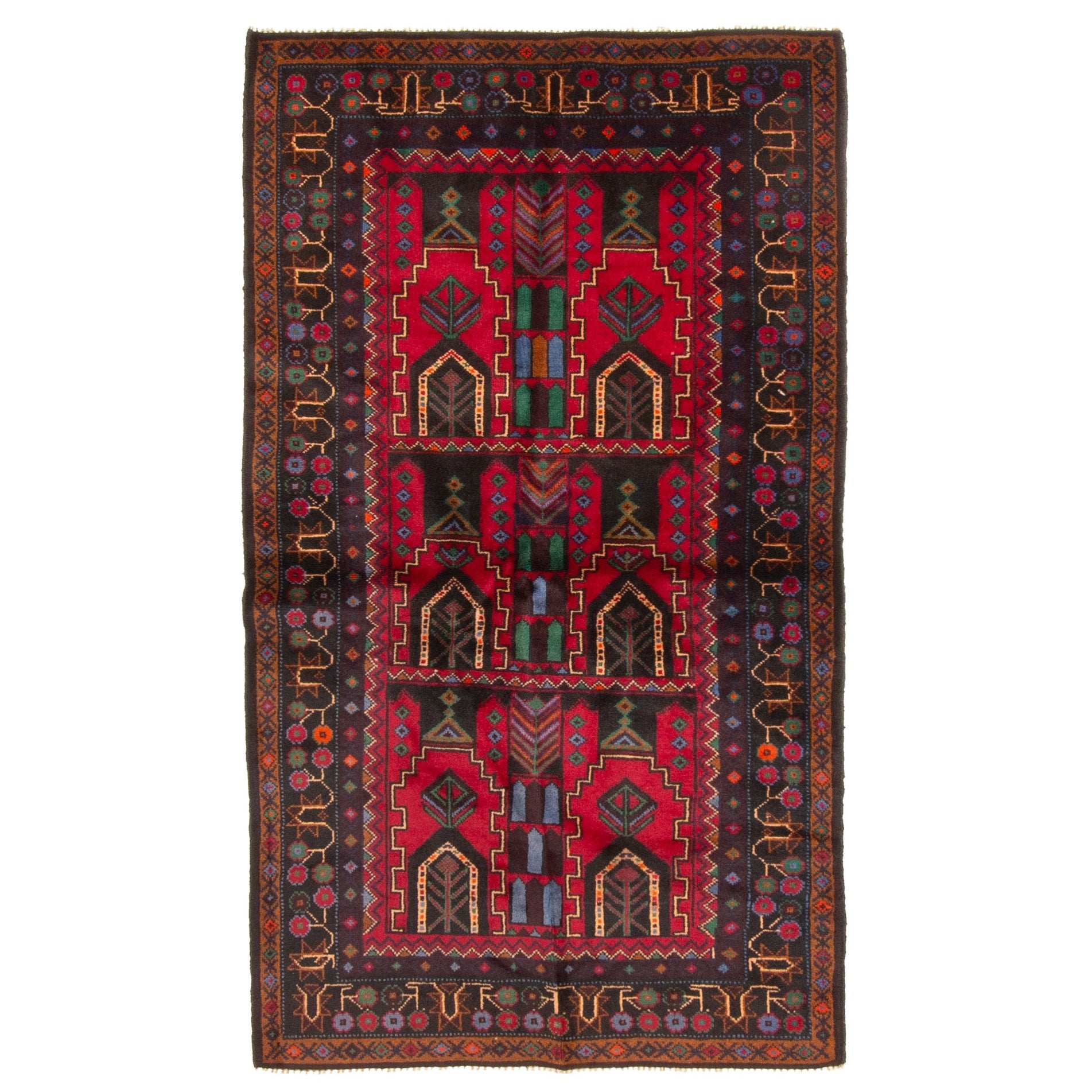 Ecarpetgallery Hand Knotted Rizbaft Red Wool Rug 35 X 511