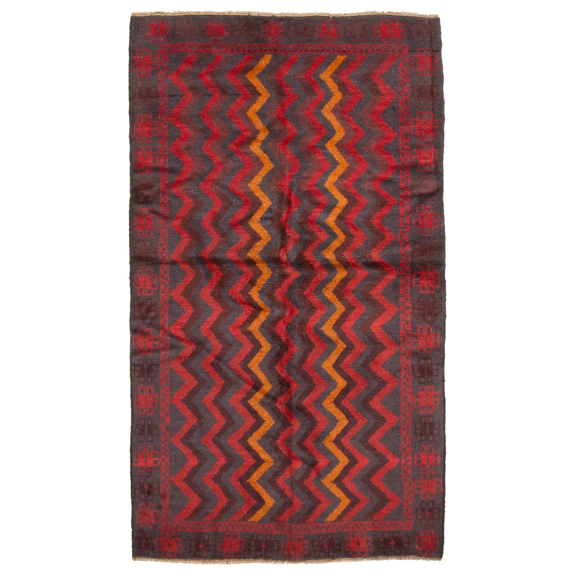 Ecarpetgallery Hand Knotted Rizbaft Red Wool Rug 37 X 64