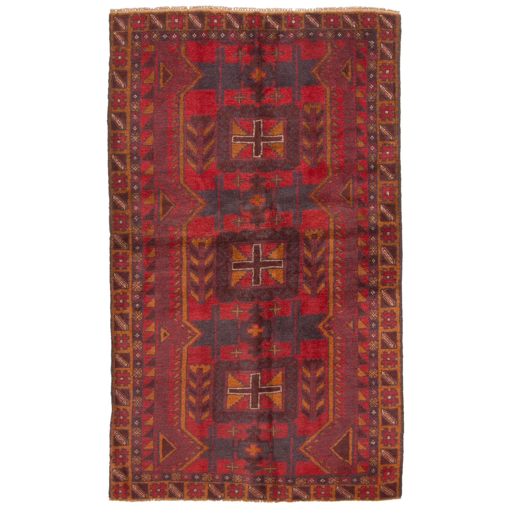Ecarpetgallery Hand Knotted Rizbaft Red Wool Rug 37 X 62