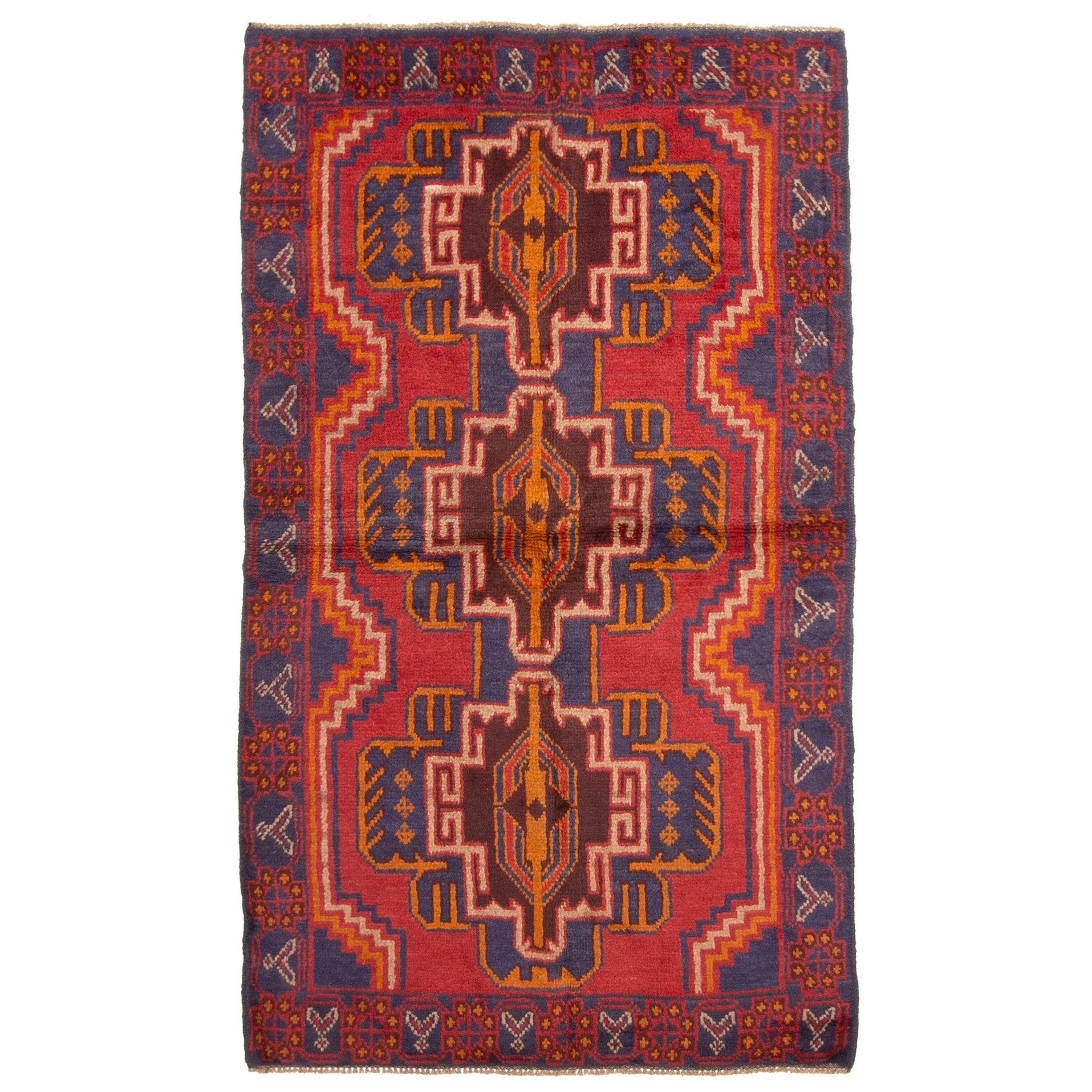 Ecarpetgallery Hand Knotted Rizbaft Red Wool Rug 35 X 61