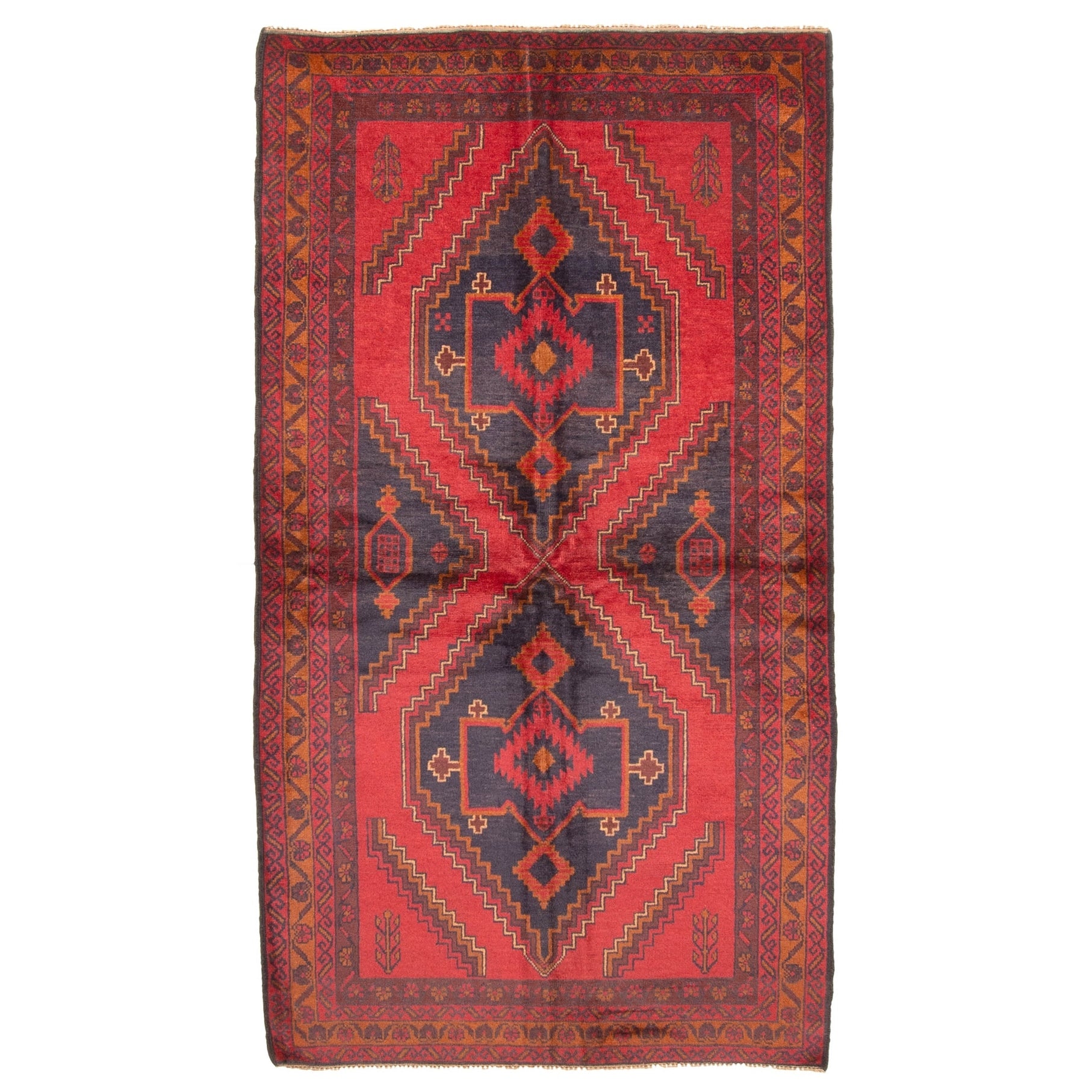 Ecarpetgallery Hand Knotted Rizbaft Red Wool Rug 37 X 66