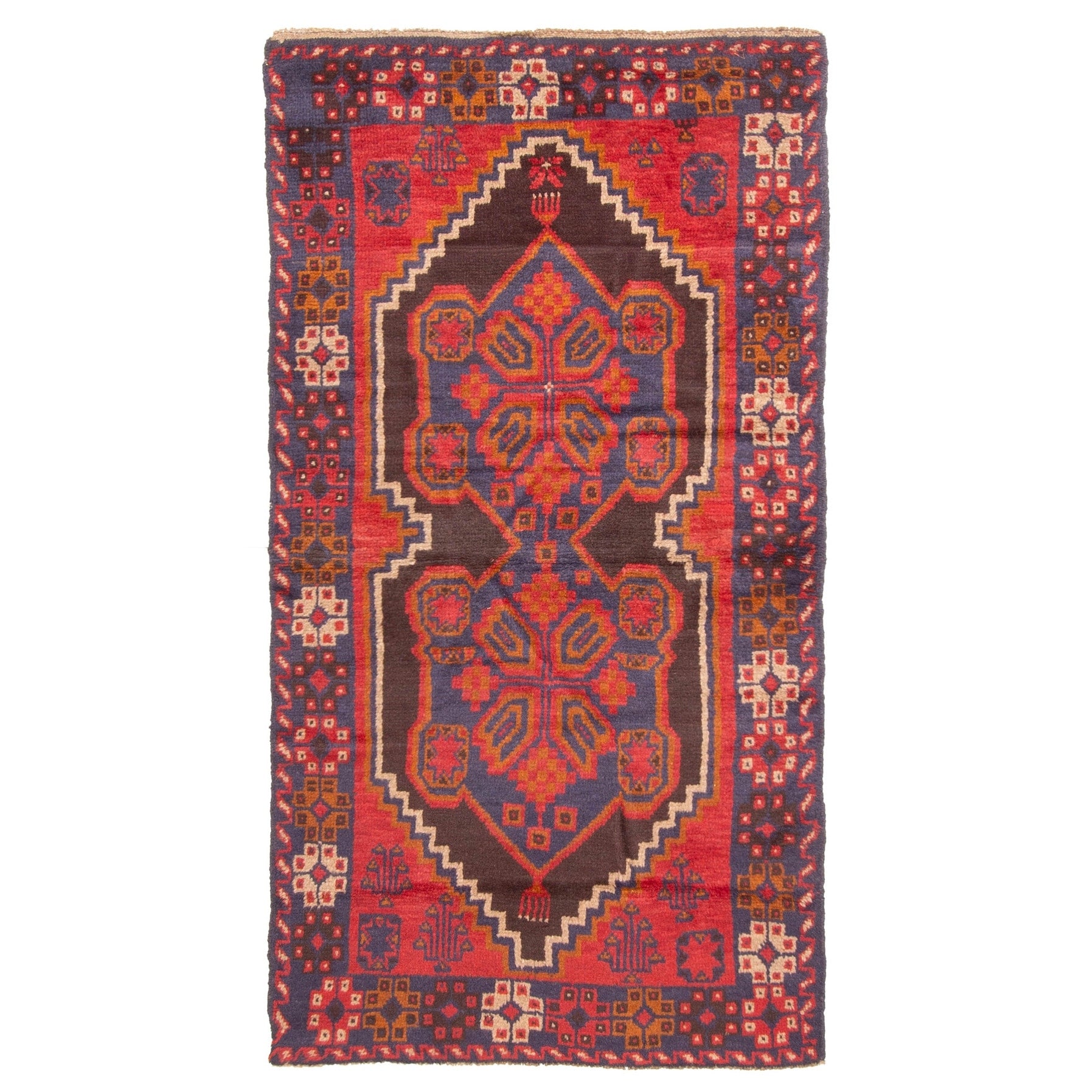 Ecarpetgallery Hand Knotted Rizbaft Red Wool Rug 36 X 64