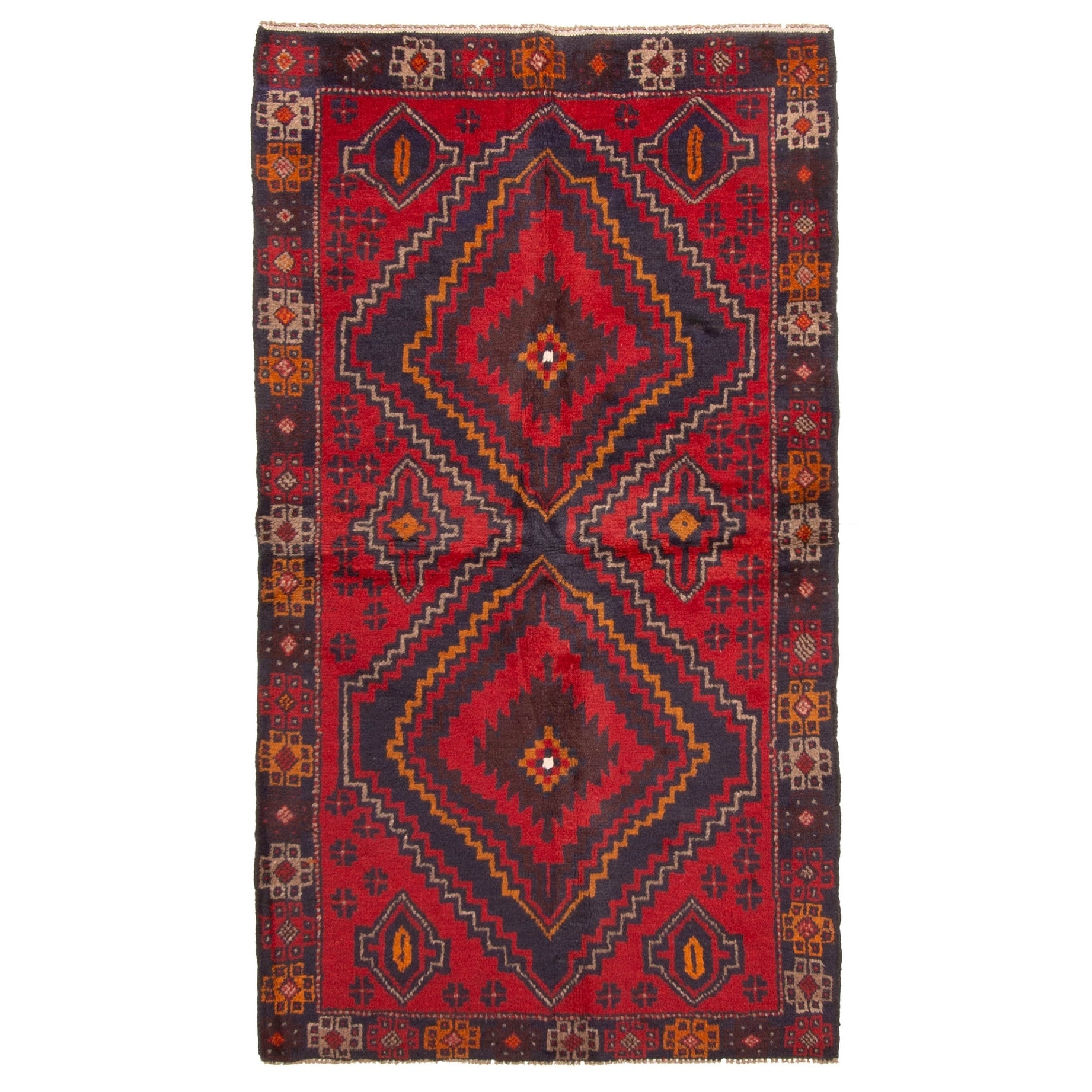 Ecarpetgallery Hand Knotted Rizbaft Red Wool Rug 37 X 64