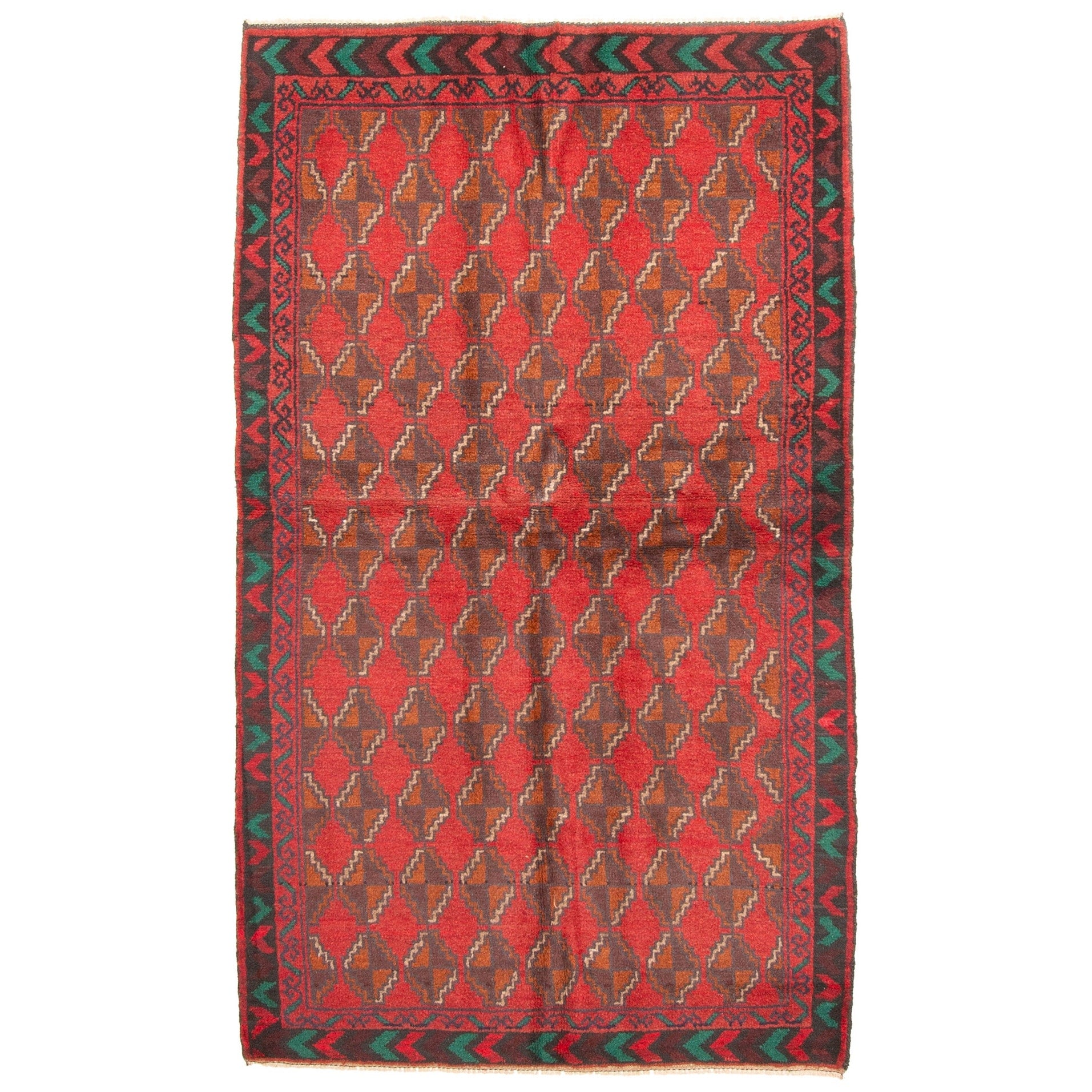 Ecarpetgallery Hand Knotted Rizbaft Red Wool Rug 37 X 62