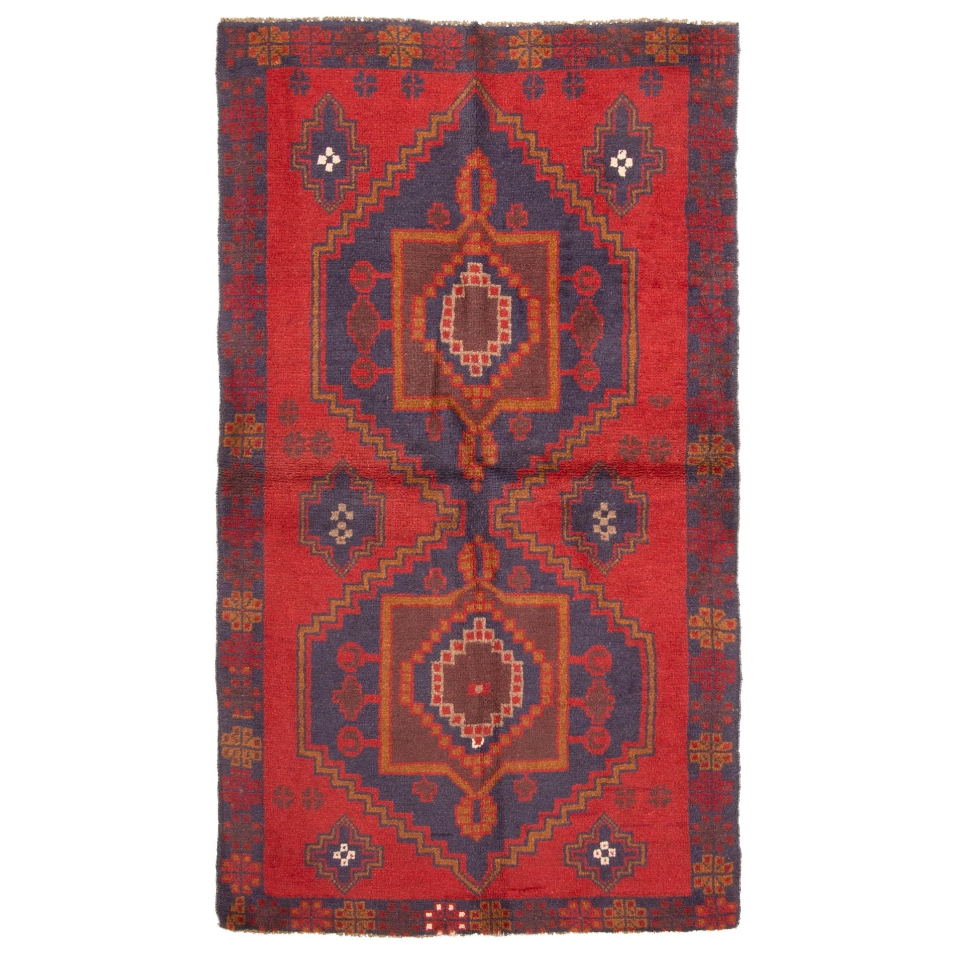 Ecarpetgallery Hand Knotted Rizbaft Red Wool Rug 33 X 62