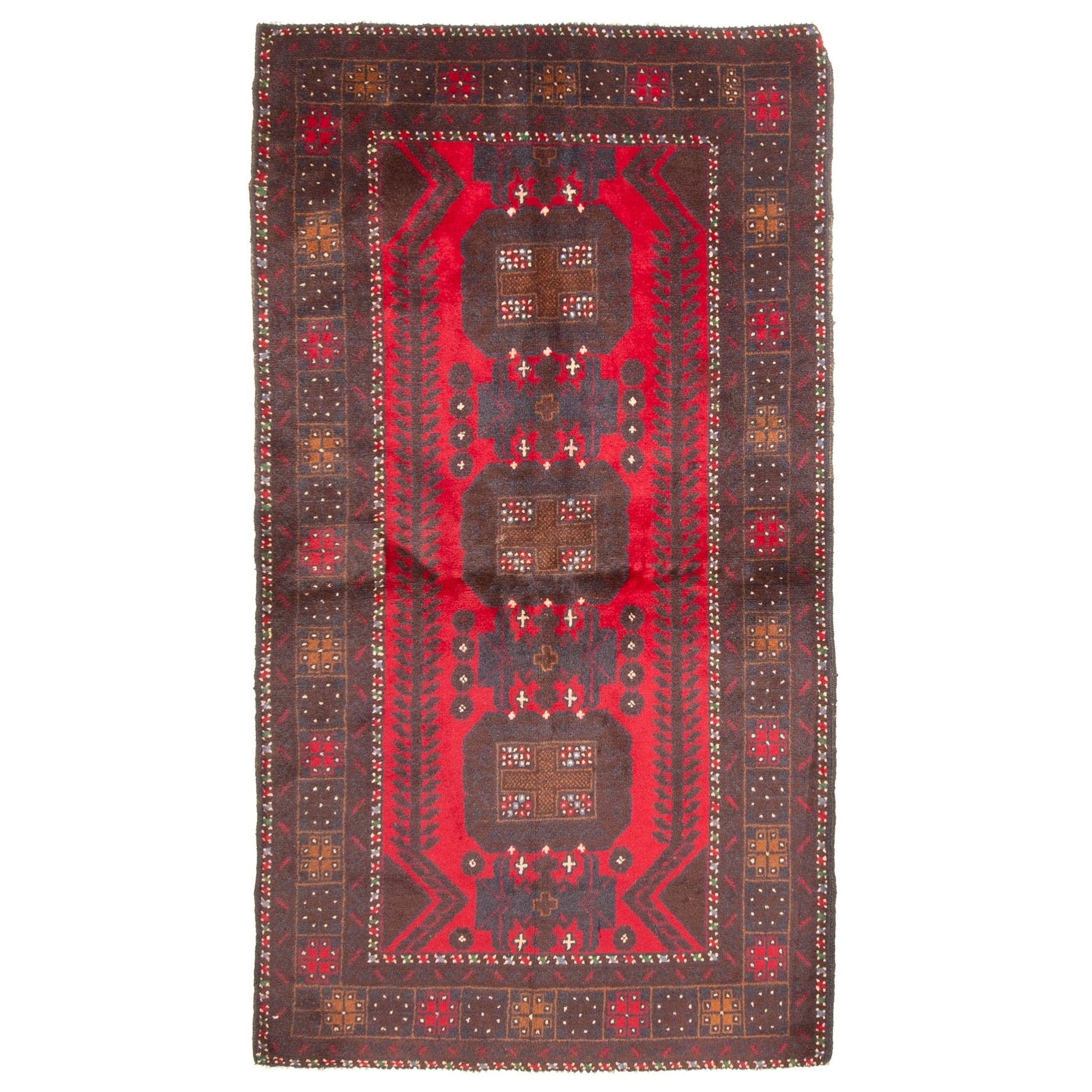 Ecarpetgallery Hand Knotted Rizbaft Red Wool Rug 36 X 63