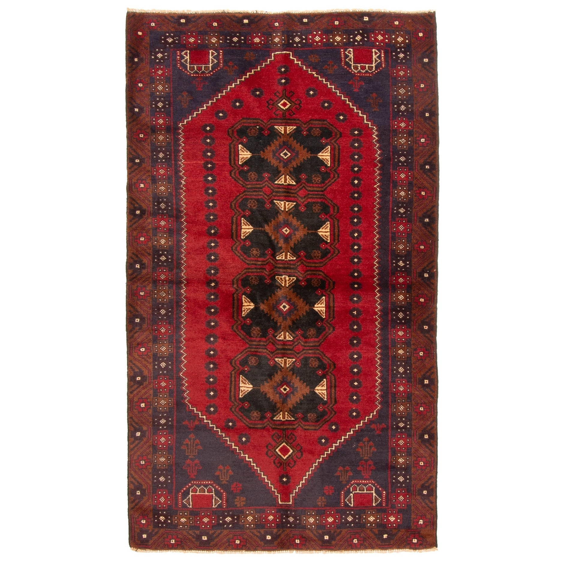 Ecarpetgallery Hand Knotted Rizbaft Red Wool Rug 37 X 62