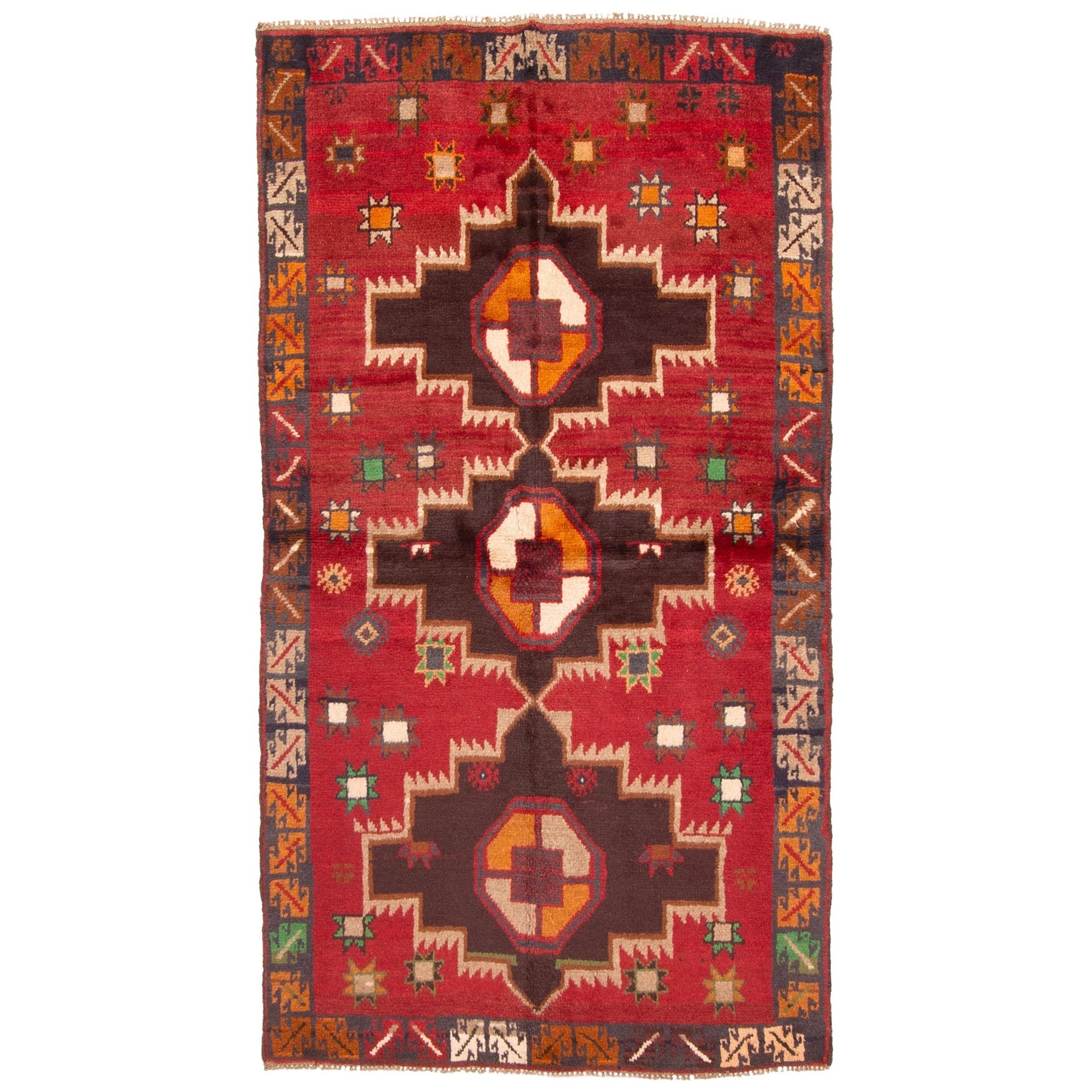 Ecarpetgallery Hand Knotted Rizbaft Red Wool Rug 35 X 63