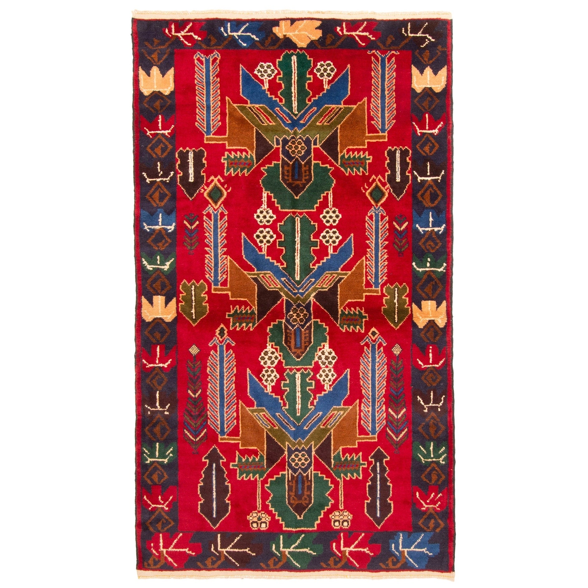 Ecarpetgallery Hand Knotted Rizbaft Red Wool Rug 37 X 63