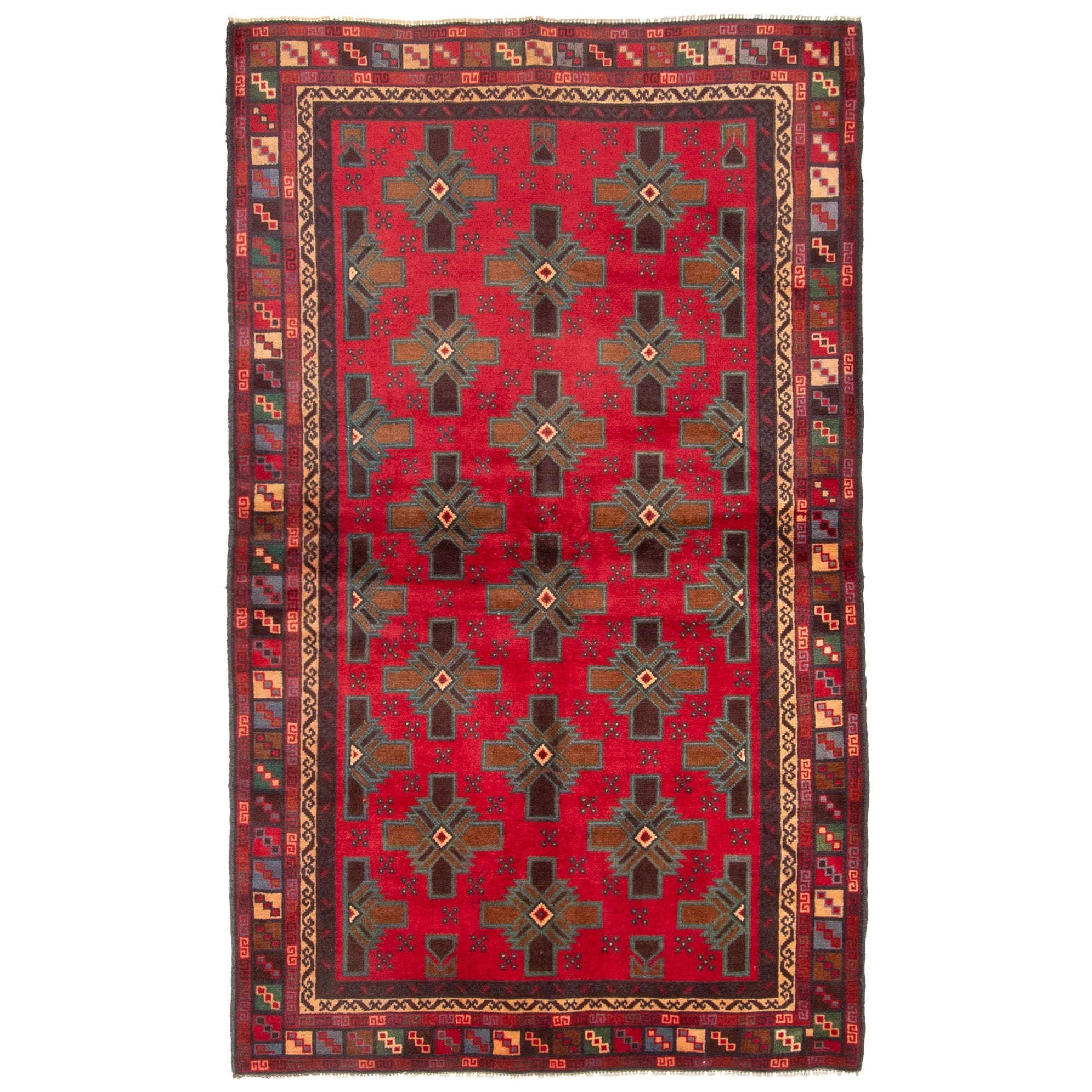 Ecarpetgallery Hand Knotted Rizbaft Red Wool Rug 37 X 60
