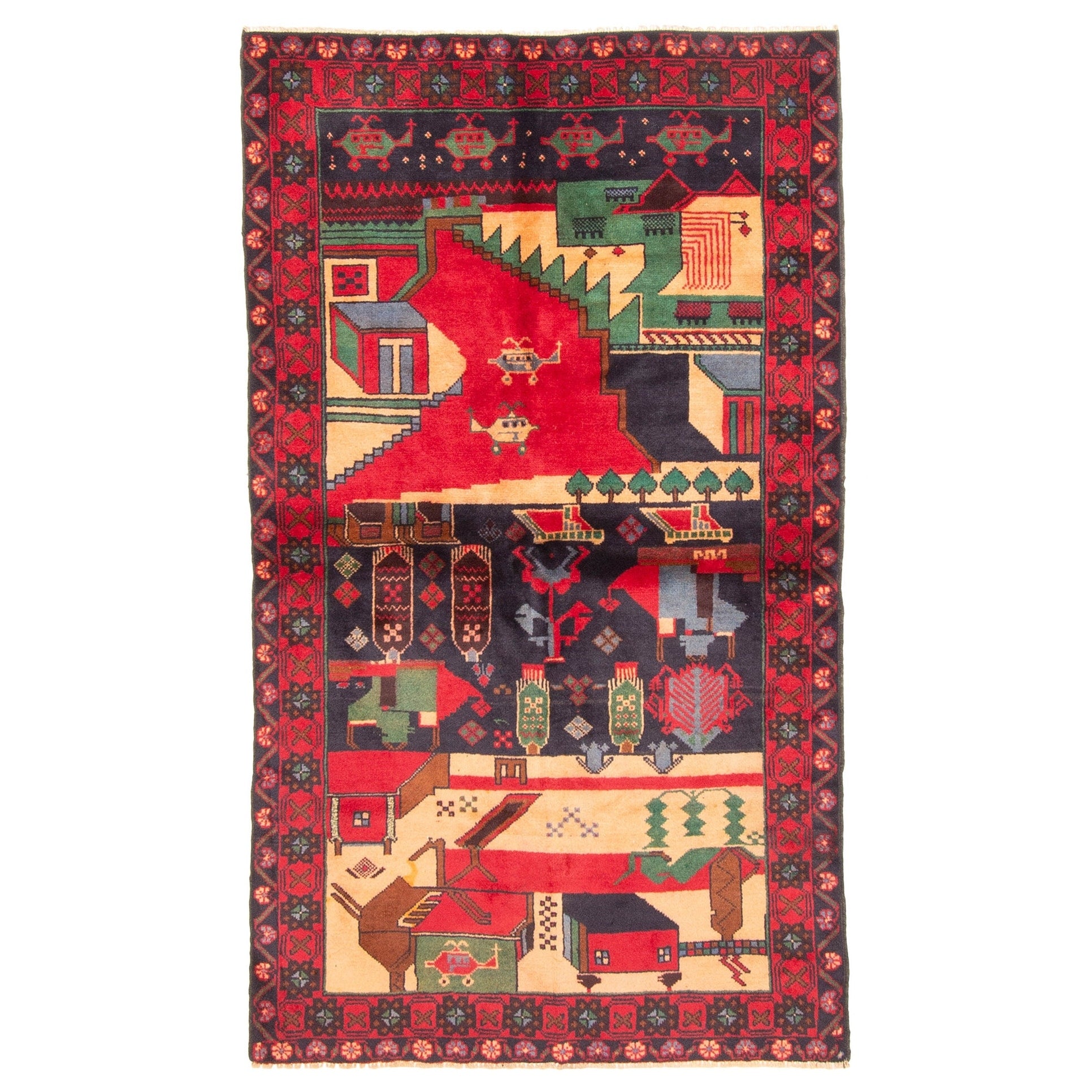 Ecarpetgallery Hand Knotted Rizbaft Red Wool Rug 34 X 510