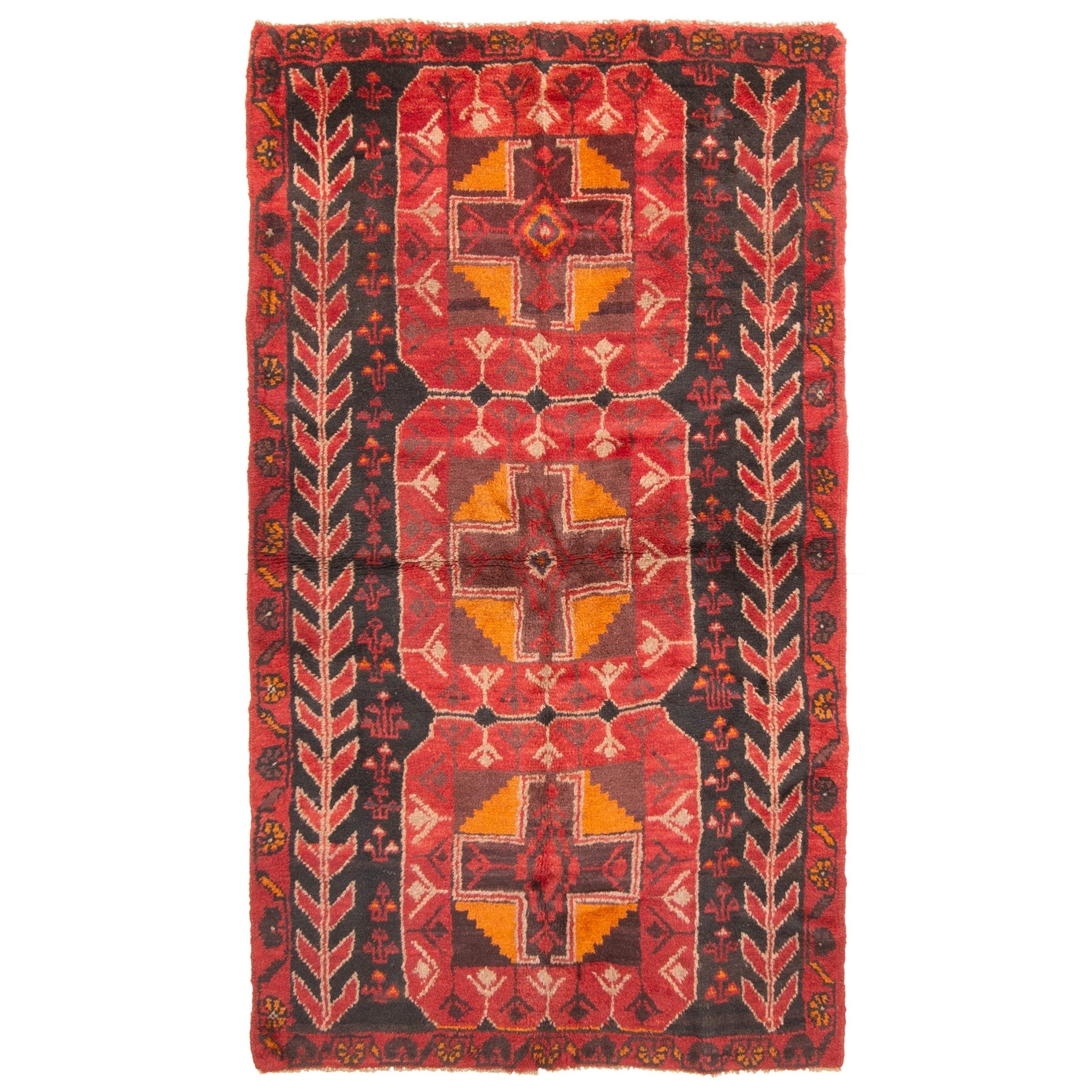 Ecarpetgallery Hand Knotted Rizbaft Red Wool Rug 37 X 64
