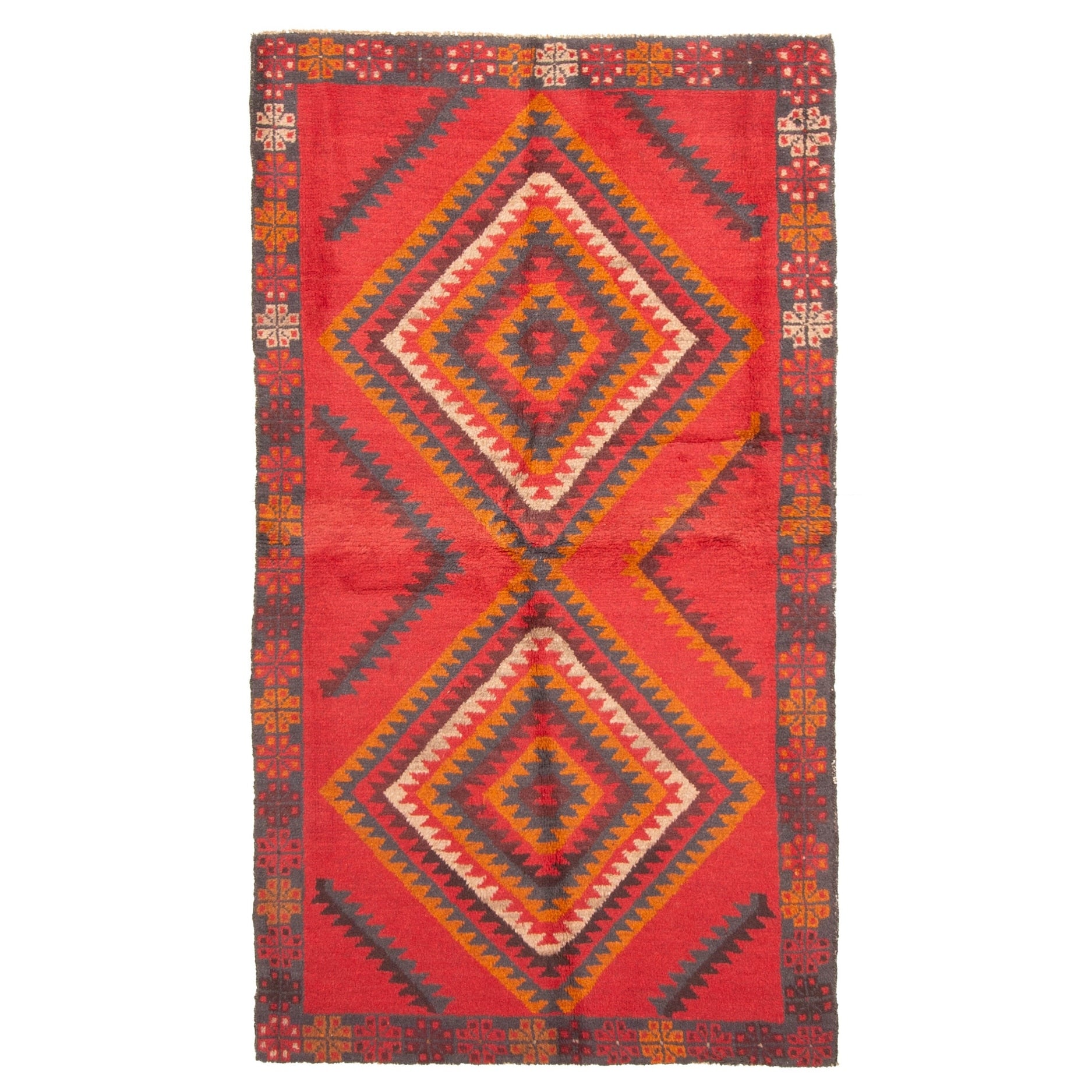 Ecarpetgallery Hand Knotted Rizbaft Red Wool Rug 36 X 65
