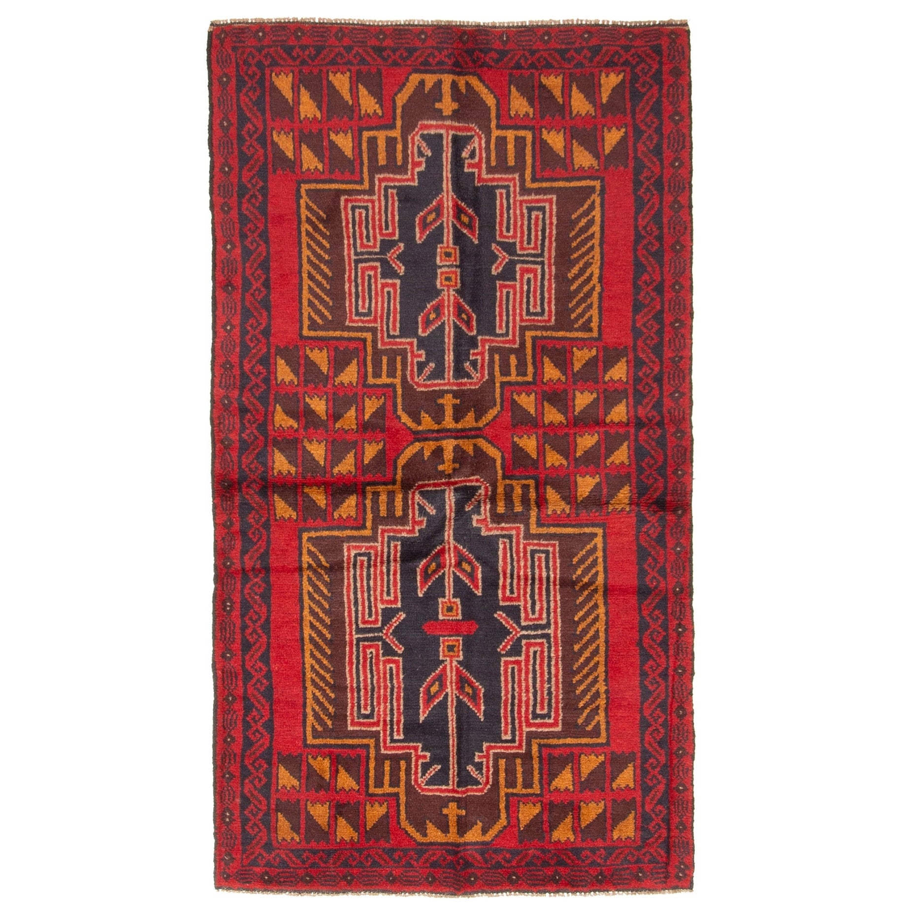 Ecarpetgallery Hand Knotted Rizbaft Red Wool Rug 34 X 62