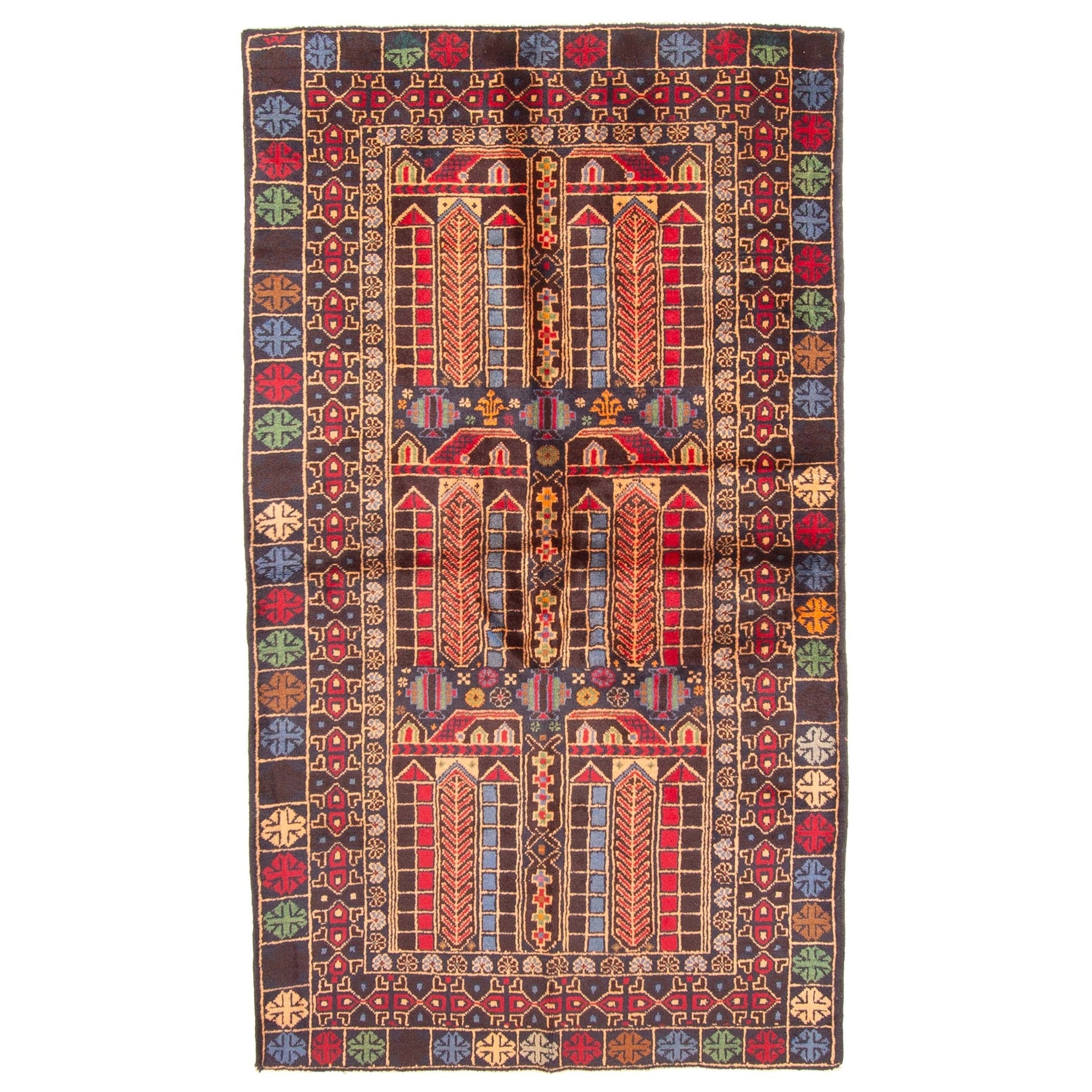 Ecarpetgallery Hand Knotted Rizbaft Red Wool Rug 36 X 63