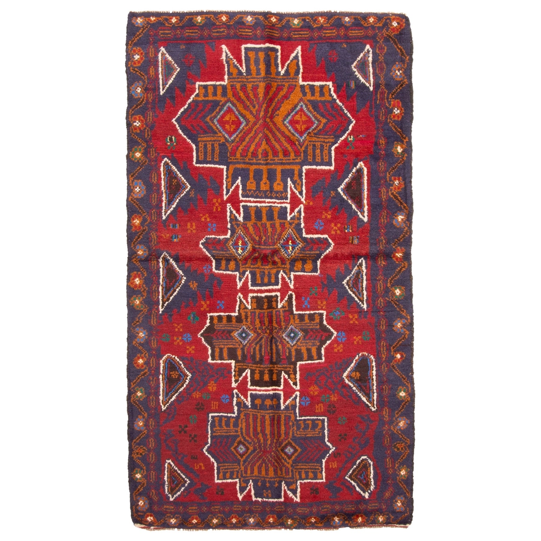 Ecarpetgallery Hand Knotted Rizbaft Red Wool Rug 34 X 62