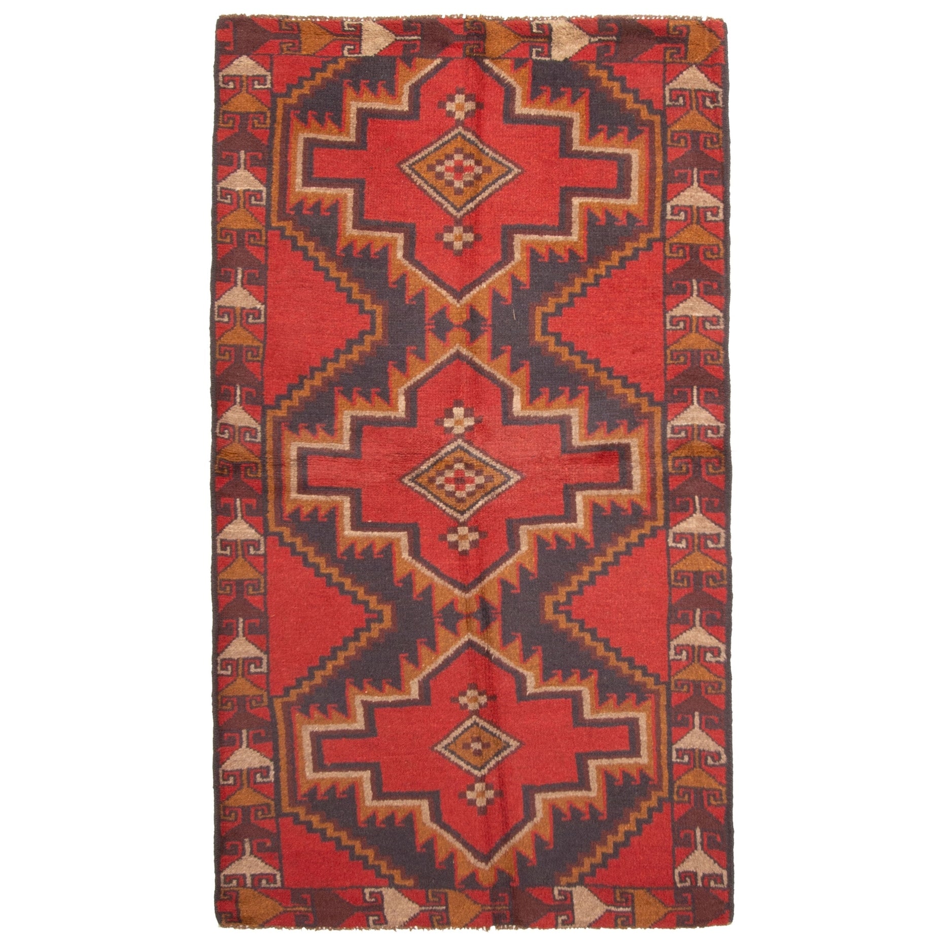 Ecarpetgallery Hand Knotted Rizbaft Red Wool Rug 39 X 66