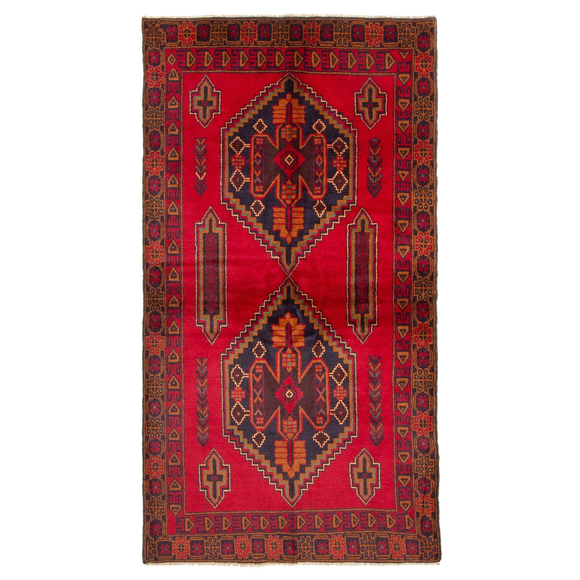 Ecarpetgallery Hand Knotted Rizbaft Red Wool Rug 39 X 66