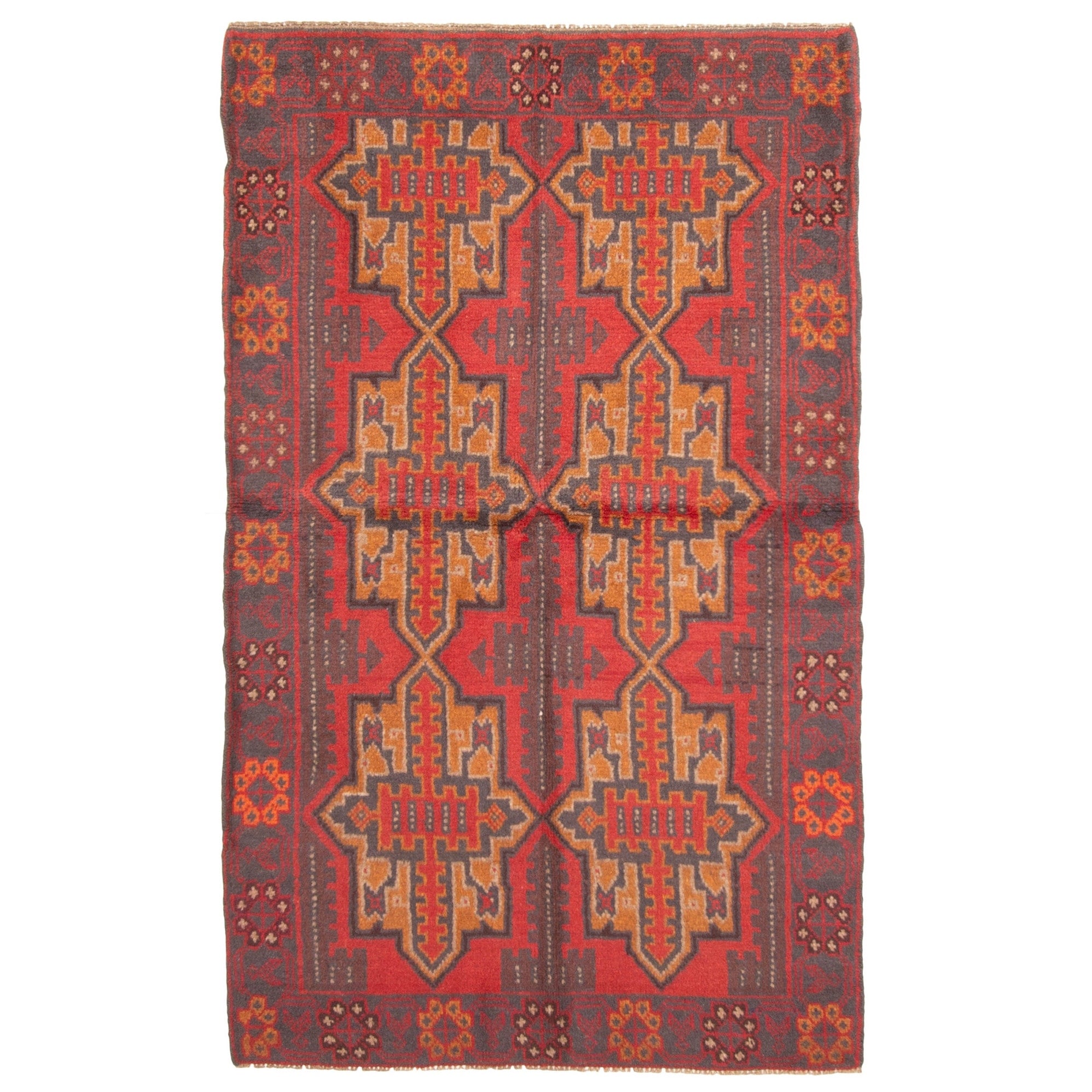 Ecarpetgallery Hand Knotted Rizbaft Red Wool Rug 37 X 60