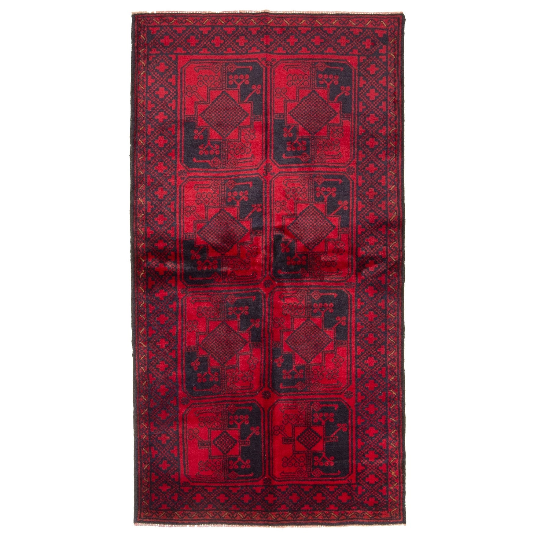 Ecarpetgallery Hand Knotted Rizbaft Red Wool Rug 37 X 66